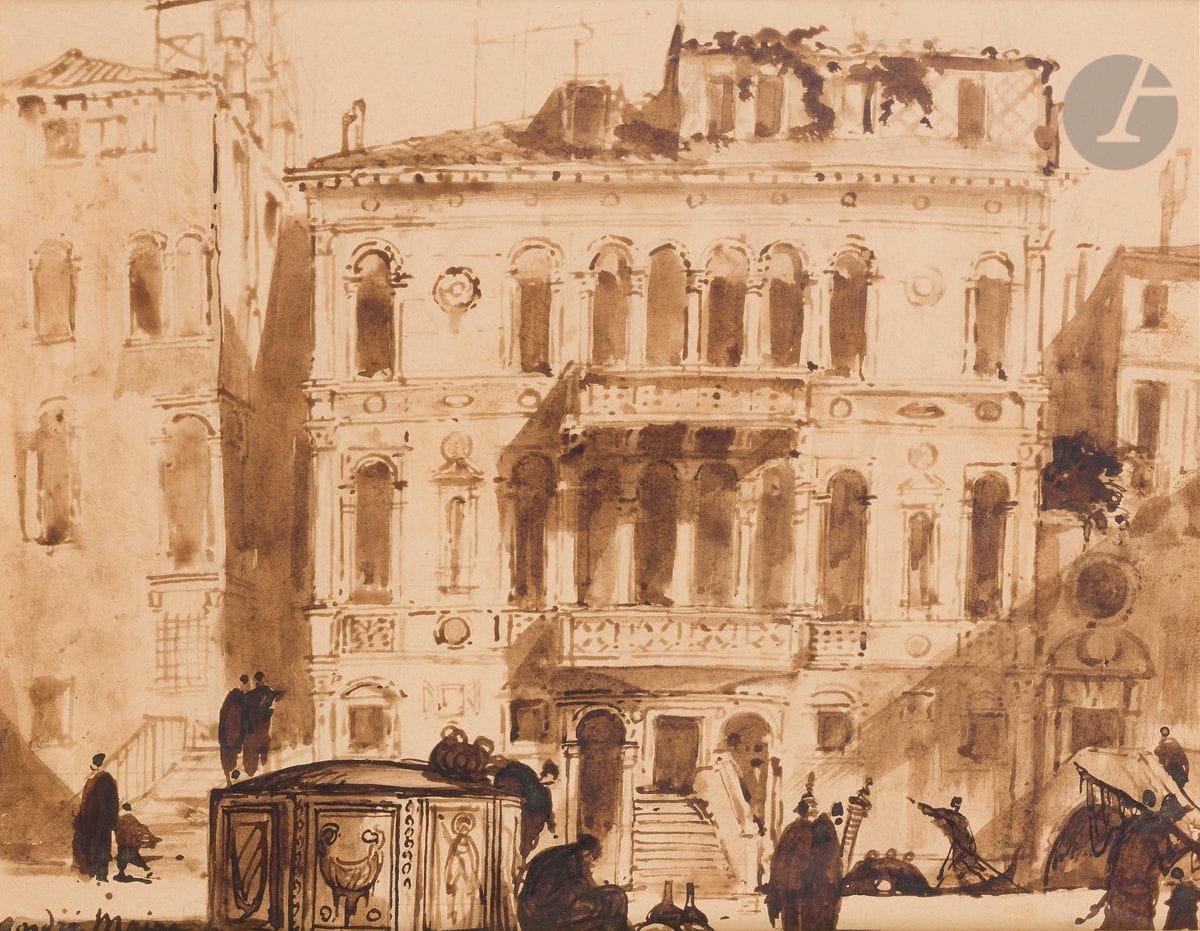 André MAIRE (1898-1984)
Venise, un palais
Encre et lavis d’encre sur traits de crayon
Signée en bas à gauche
28 x 36,5 cm