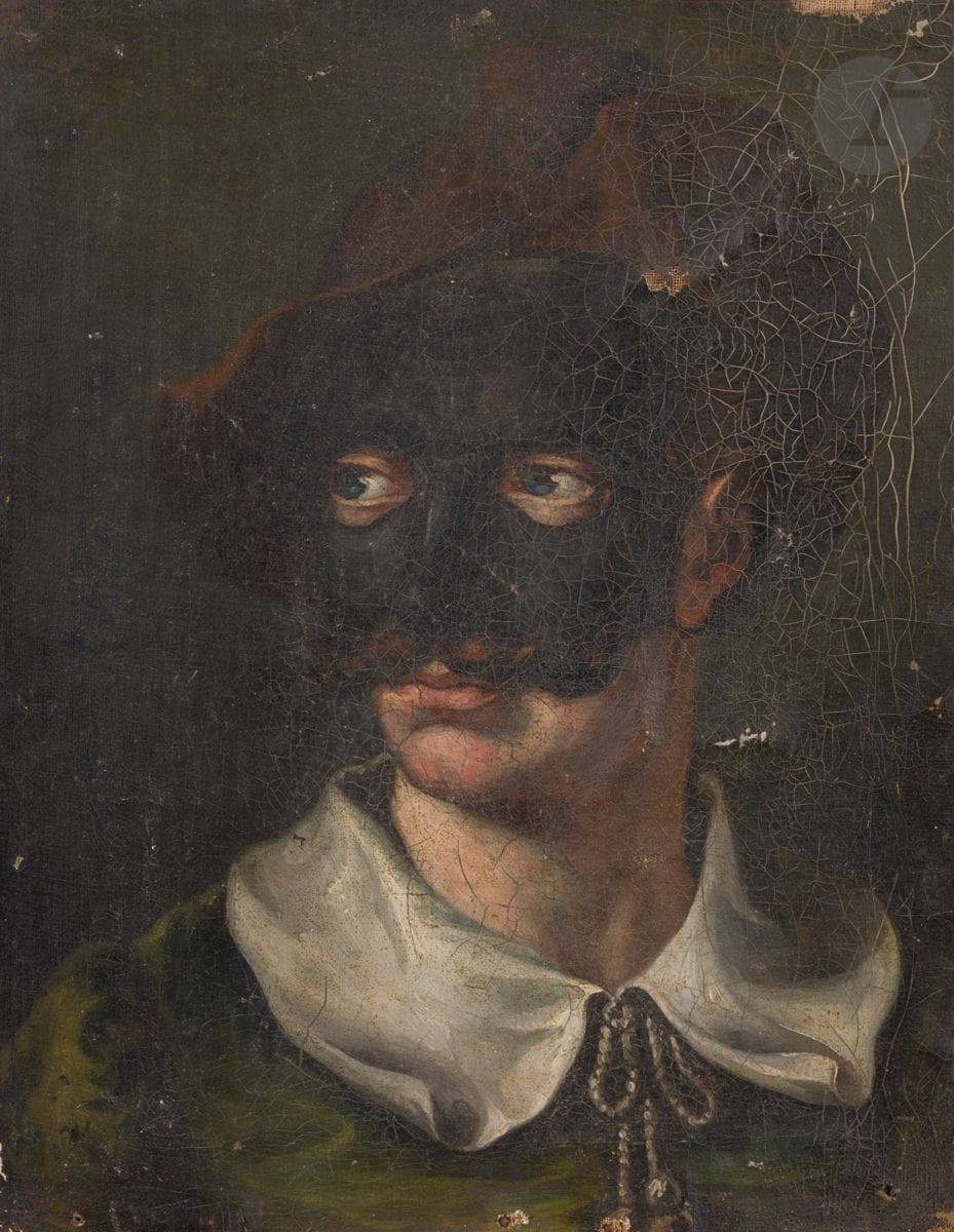 DUFEY***
Portrait of a masked man
Canvas
Signed in the upper right corner " DUFEY "
37 x 29 cm
(Misses, accidents and lifts)
Without frame