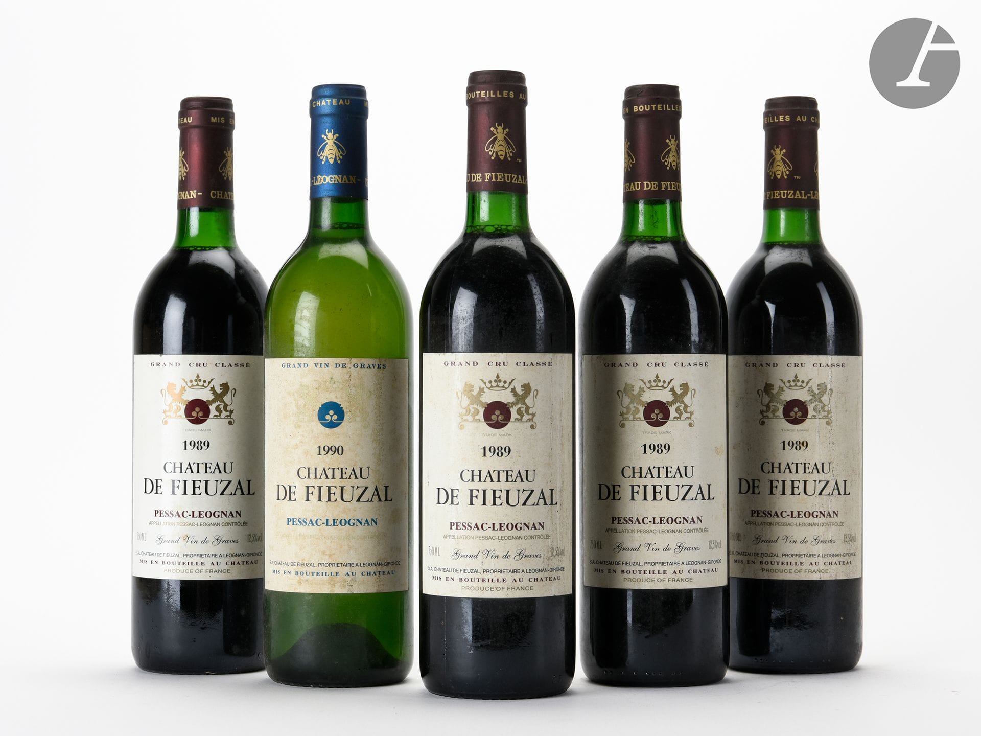 4 B CHÂTEAU DE FIEUZAL Rouge (T.L.B; e.t.h.), CC Graves, 1989
1 B CHÂTEAU DE FIEUZAL Blanc (e.t.h.), CC Graves, 1990