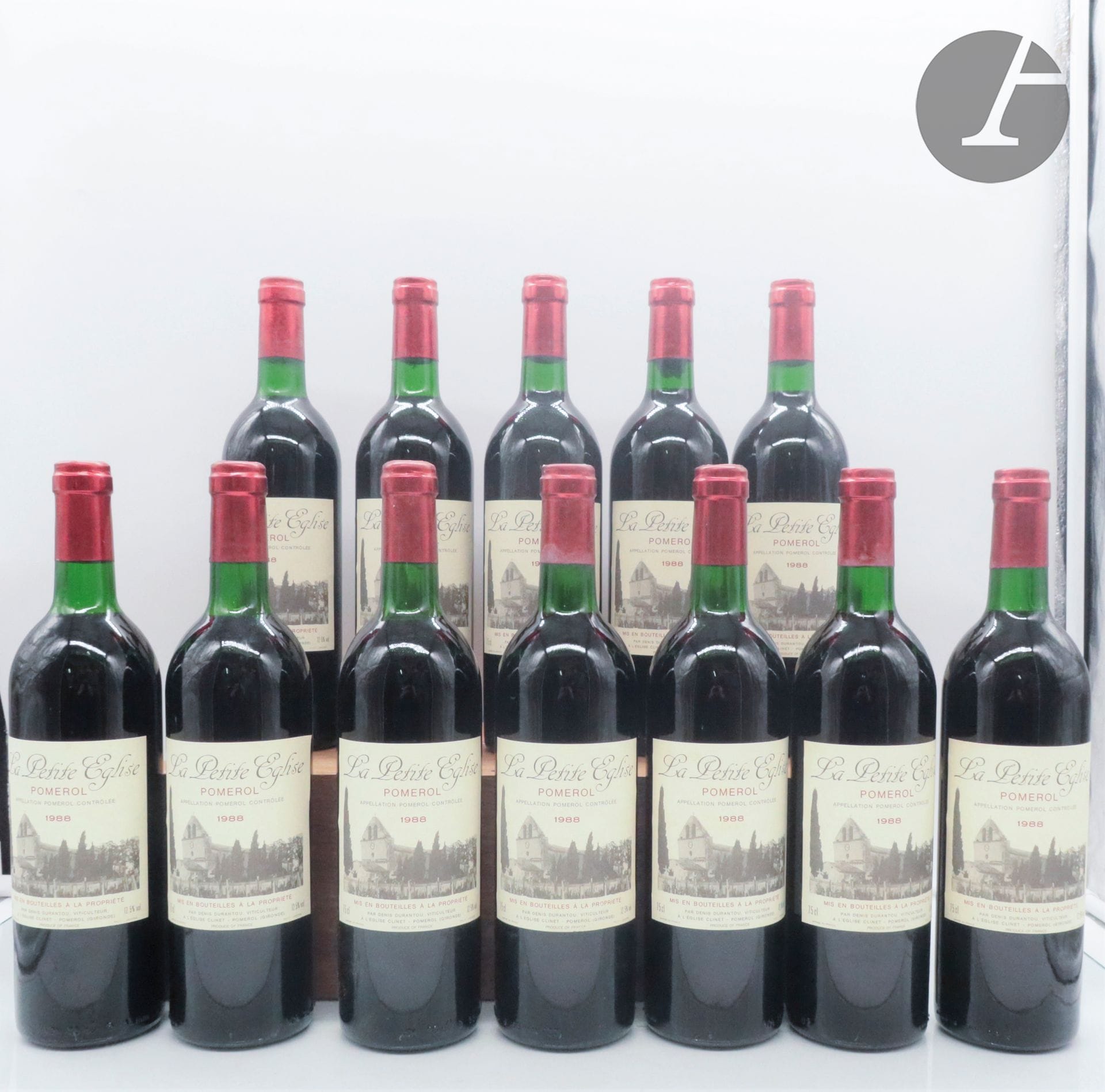 12 B LA PETITE ÉGLISE (Caisse Bois d'origine) (4 B.G; 2 T.L.B.+ et 2 T.L.B.-; 3 c.c.), Pomerol, 1988