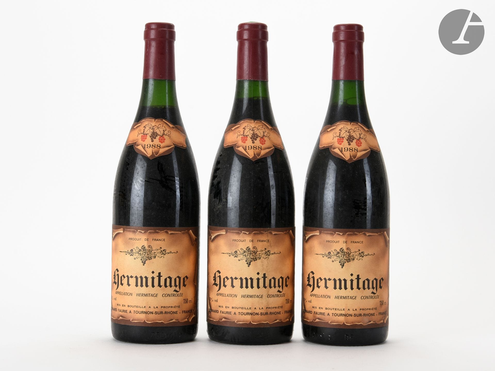3 B HERMITAGE Rouge (1 à 2,5 cm), Domaine Bernard Faurie, 1988