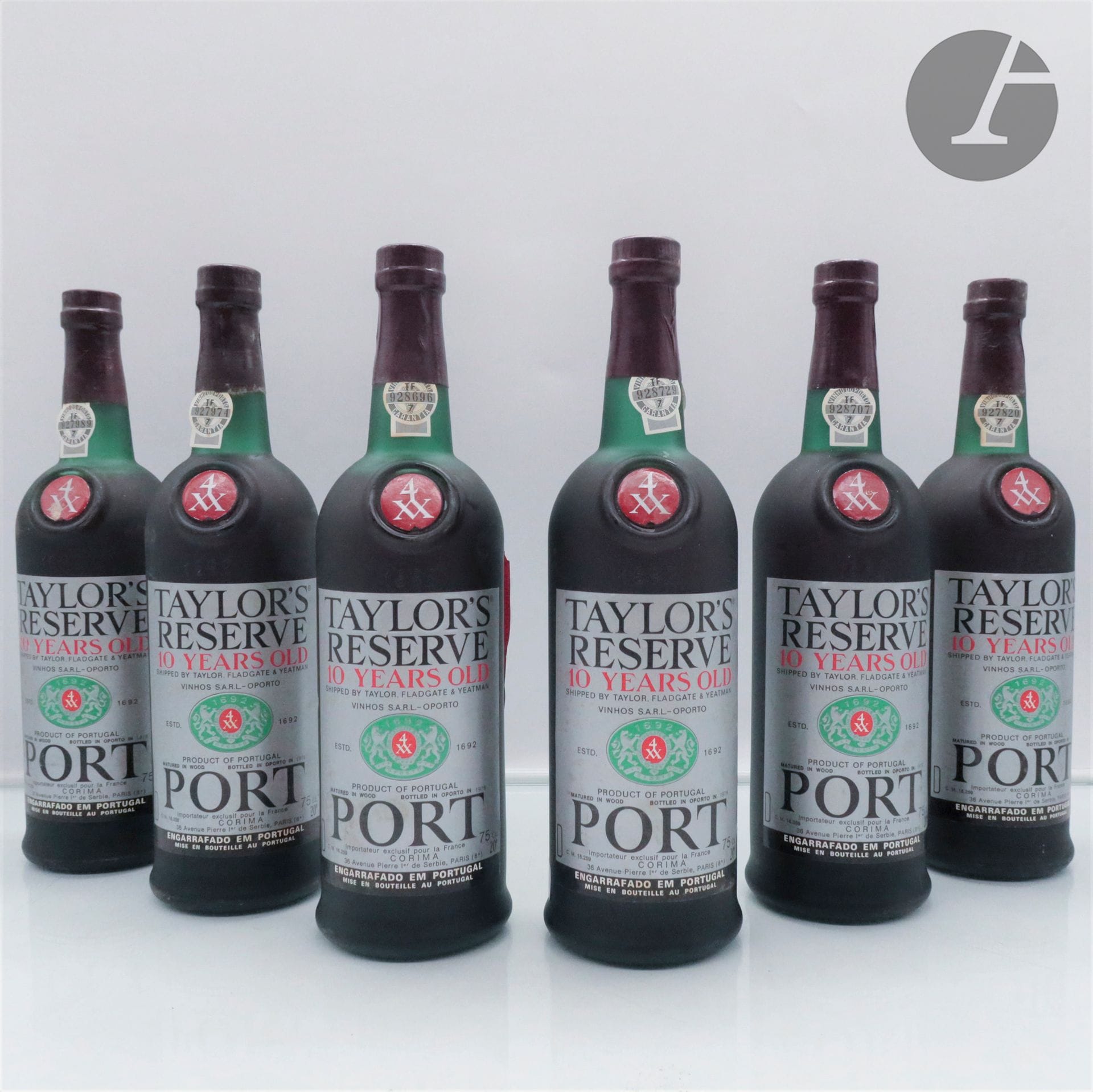 6 B PORTO RESERVE 10 YEARS OLD (3 L.B.; oozing c.s.), Taylor's, NM