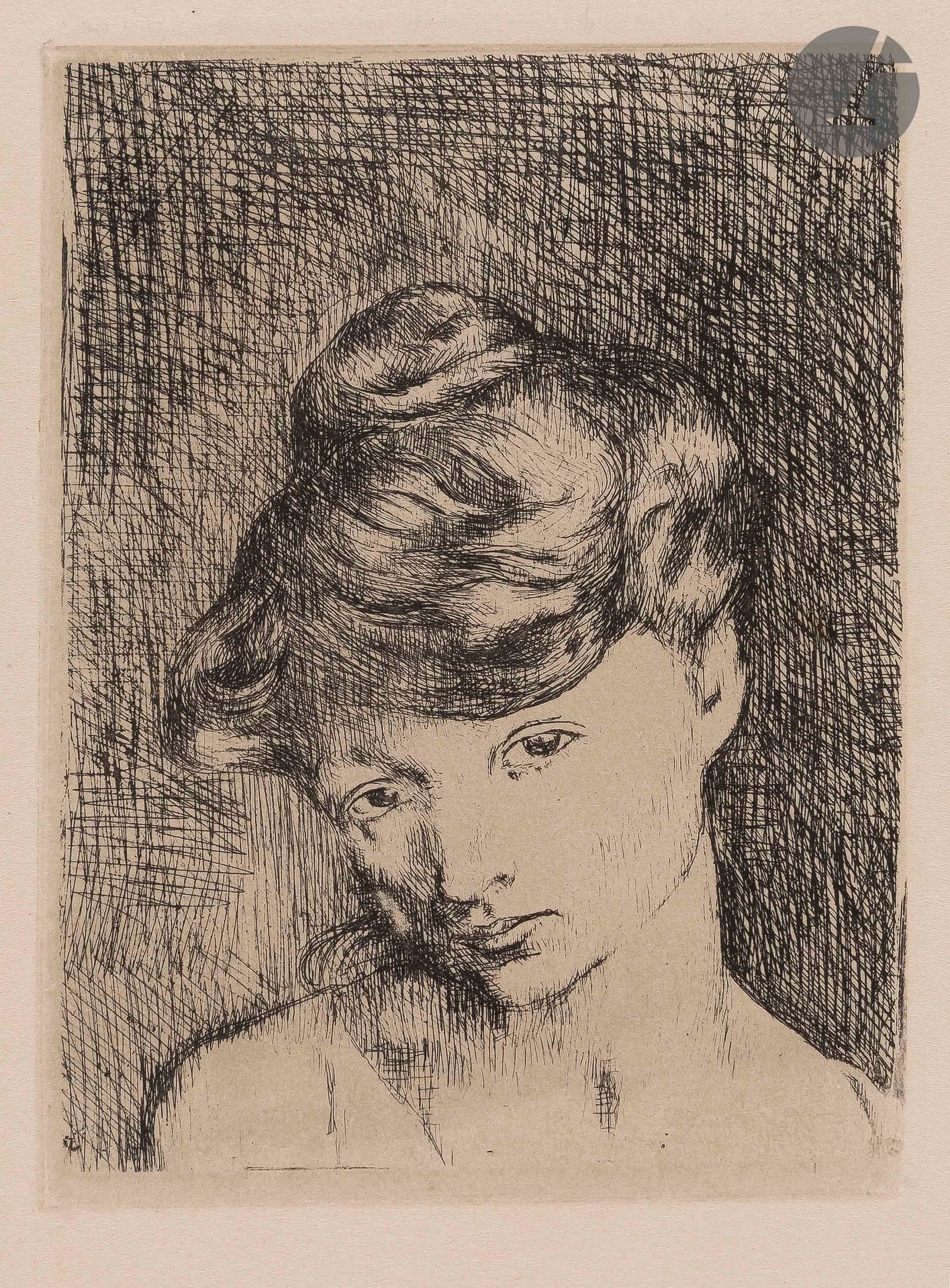 
Pablo Picasso (1881-1973)



Tête de femme : Madeleine. (Pl. des Saltimbanques). 1905. Eau-forte. 85 x 118 . Bloch 2 ; Geiser-Baer 3 b 2. Belle épreuve sur vélin fort ivoire, du tirage à 250 épreuves effectué pour Ambroise Vollard en 1913. Forte oxydation du feuillet au verso, plus légère au recto, l’extrême bord des marges bruni. Quelques rousseurs claires. Toutes marges [312 x 485].



© Succession Picasso 2022