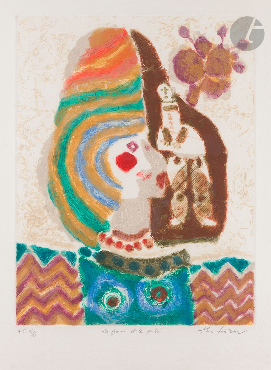 Théo TOBIASSE (1927-2012) 
La Femme et le pantin 
Gravure au carborundum. 
Justifiée H.C., numérotée, titrée et signée. 
88 x 67 cm 
Cadre.



Mots clés :
judaïca, juif, juive, hébreux, rabbins, jewish, torah, hebrew, hebraica, judaisme, synagogue, sionisme, pessah, pessach, haggada, haggadah, hagada, hagadah, passover, menora, menorah, hannuka, hannuca, hannoucca, hanouccah, torah, juden, israélite, Israël, antisemitism, antisémitisme, dreyfus, meguila, sepharade, sefarad, ketouba
