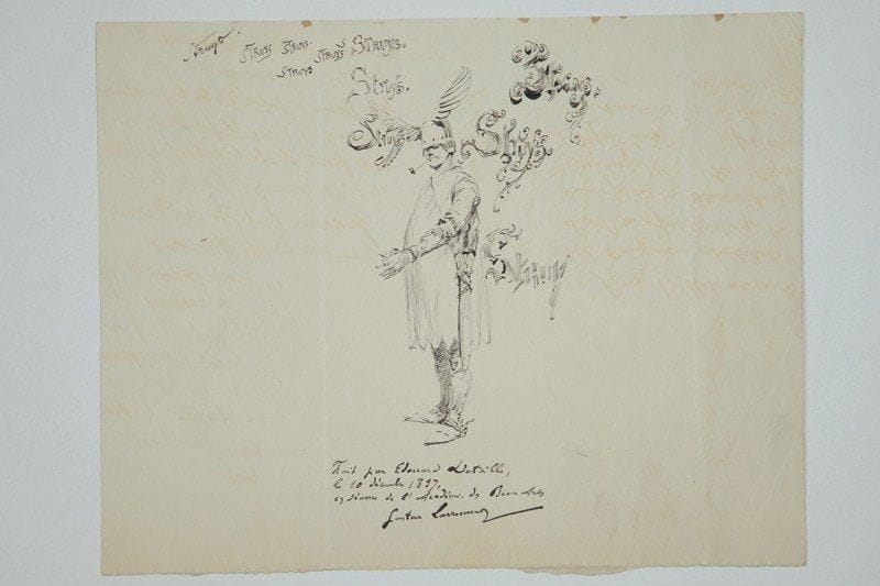PEINTRES
35 Lettres ou pièces, la plupart L.A.S. Léon Bonnat (3 à J. Mazeran pour l'achat de dessins d'Ingres, 1903), Carolus-Duran, Léon Cogniet (2 au peintre Rubio), Gustave Colin (2), Francis Cormon (2, une à Éd. Herriot recommandant le statuaire Louis Prost), Auguste Couder, Édouard Detaille (5, dont 3 l. à G. Larroumet - une sur son tableau Le Rêve -, et un dessin à la plume fait en séance de l'Académie des Beaux-arts), Charles Fortin (au comte de Noë), Ernest Hébert (2), Jean-Jacques Henner (2 à P. Gsell), Claudius Jacquand, Charles Jacque, Marie-Victoire Jaquotot (à Bargilli), Jules Lefebvre, Léon Lhermitte, Albert Maignan, Henri Martin, Pierre Puvis de Chavannes (2, au graveur A. Séon et à Camille Roy), Jean-François Raffaëlli, Auguste Raffet (au graveur Trichon), Camille Roqueplan, Louis Tauzin (amusante chanson illustrée de dessins à la plume)
