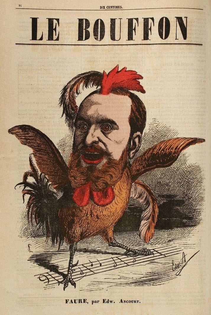 Lucien d’HURA, Le Bouffon. Troisième série. Du n° 101 (dimanche 5 janvier 1868) au n° 143 (dimanche 25 octobre 1868). Un volume incomplet.  Nombreuses illustrations par Edward Ancourt, Albert Humbert «qui n’est rien moins qu’un maître» (John Grand-Carteret 1888). 