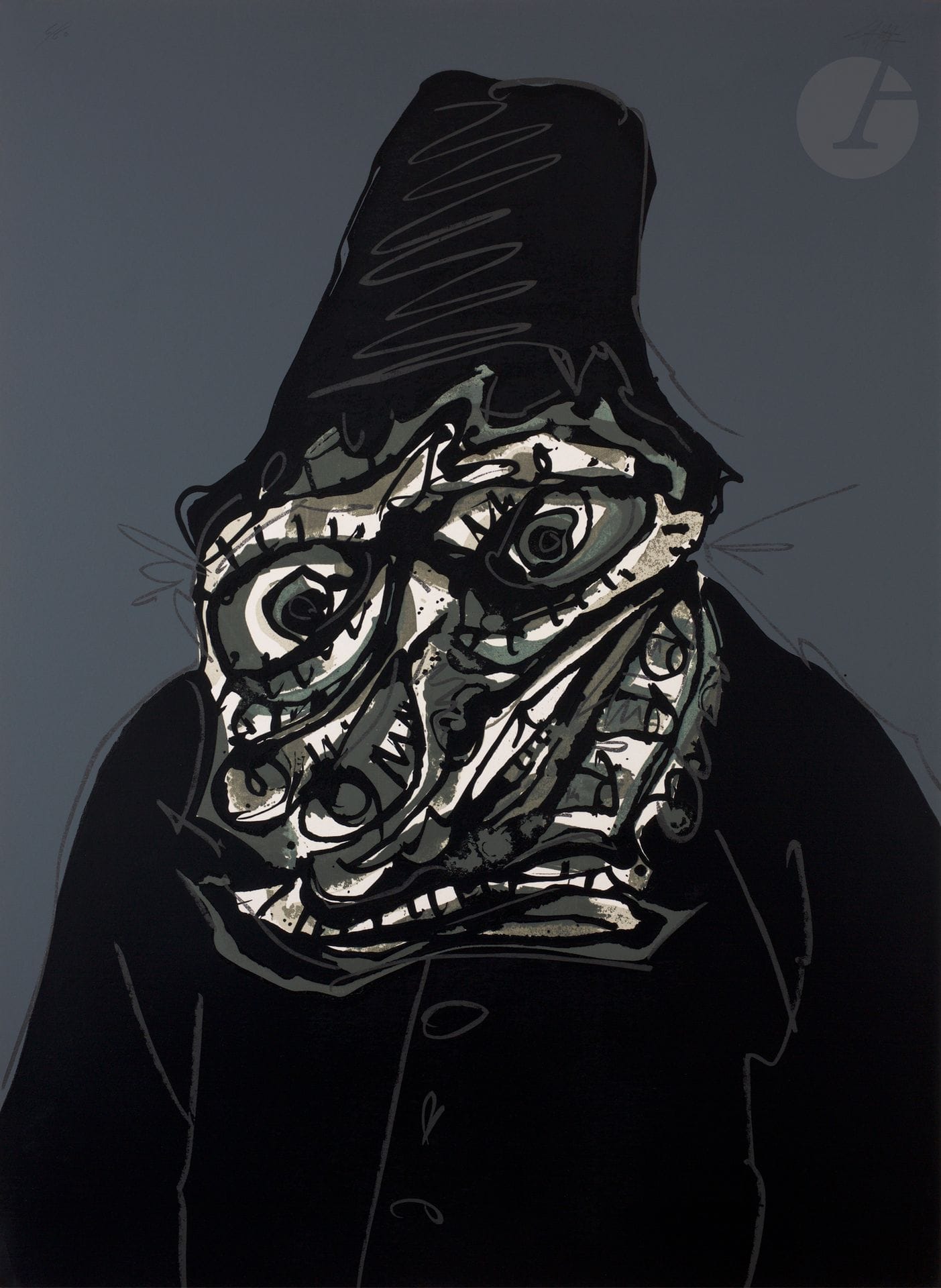 Antonio Saura (espagnol, 1930-1998) 
The King, o Cuatro retratos imaginarios de Felipe II. Texte de Jose Lezama Lima. G. Quince éd., 1969. Un album grand in-fol. [518 x 700] en ff., contenant 4 sérigraphies en couleurs de l’artiste. Weber-Caflisch 138-141. Très belles épreuves sur vélin blanc fort, numérotées et signées au crayon dans le sujet en tête. Courts plis cassés dans l’angle inférieur gauche à chaque pl. Infimes accrocs et très légère trace d’oxydation aux bords du feuillet à certaines. Tirage à 60 épreuves. Portefeuille de toile noire de l’édition (légèrement frotté).