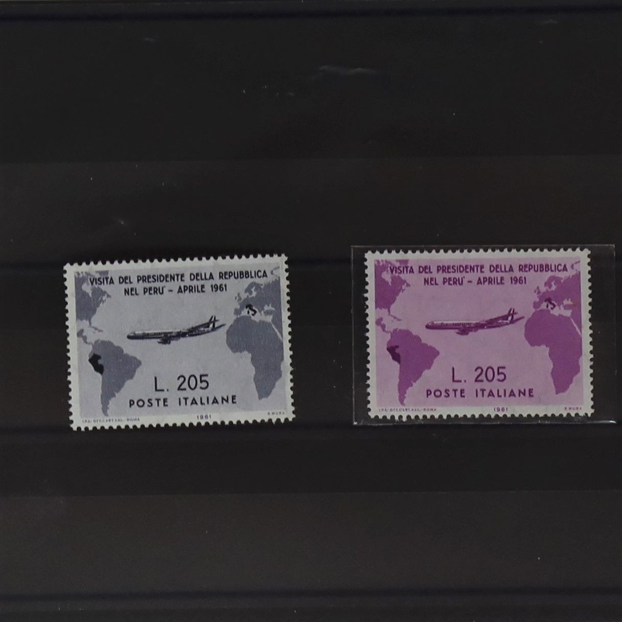 [FRANCE]
Superb n°847A " 205 liras pink-lilac" from Italy

Variety inaccurate card of Peru, new ** Luxury (1 copy of N° 847 for comparison (grey-black). 

Coast 1700 €