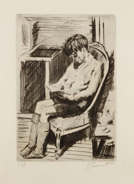 Raphaêl Maurice DROUART (1884-1972)
Femme lisant au lit (Cahout) ; Enfant lisant (Pierre) ; Femme cousant (Cahout). 1925-1930. Pointe sèche. Formats divers. Cat. 187, 190 et 194. Épreuves sur différents papiers, signées à la mine de plomb, deux numérotées. Tirages divers. Ens. 3 p.
