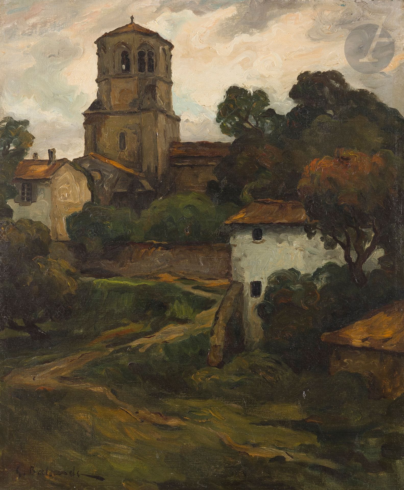 Gaston BALANDE (1880-1971)
Le Clocher du village
Huile sur toile.
Signée en bas à gauche.
55 x 46 cm

Nous remercions Monsieur Albert Sutre d’avoir confirmé l’authenticité de cette œuvre qui sera incluse dans le tome III du Catalogue raisonné actuellement en préparation.