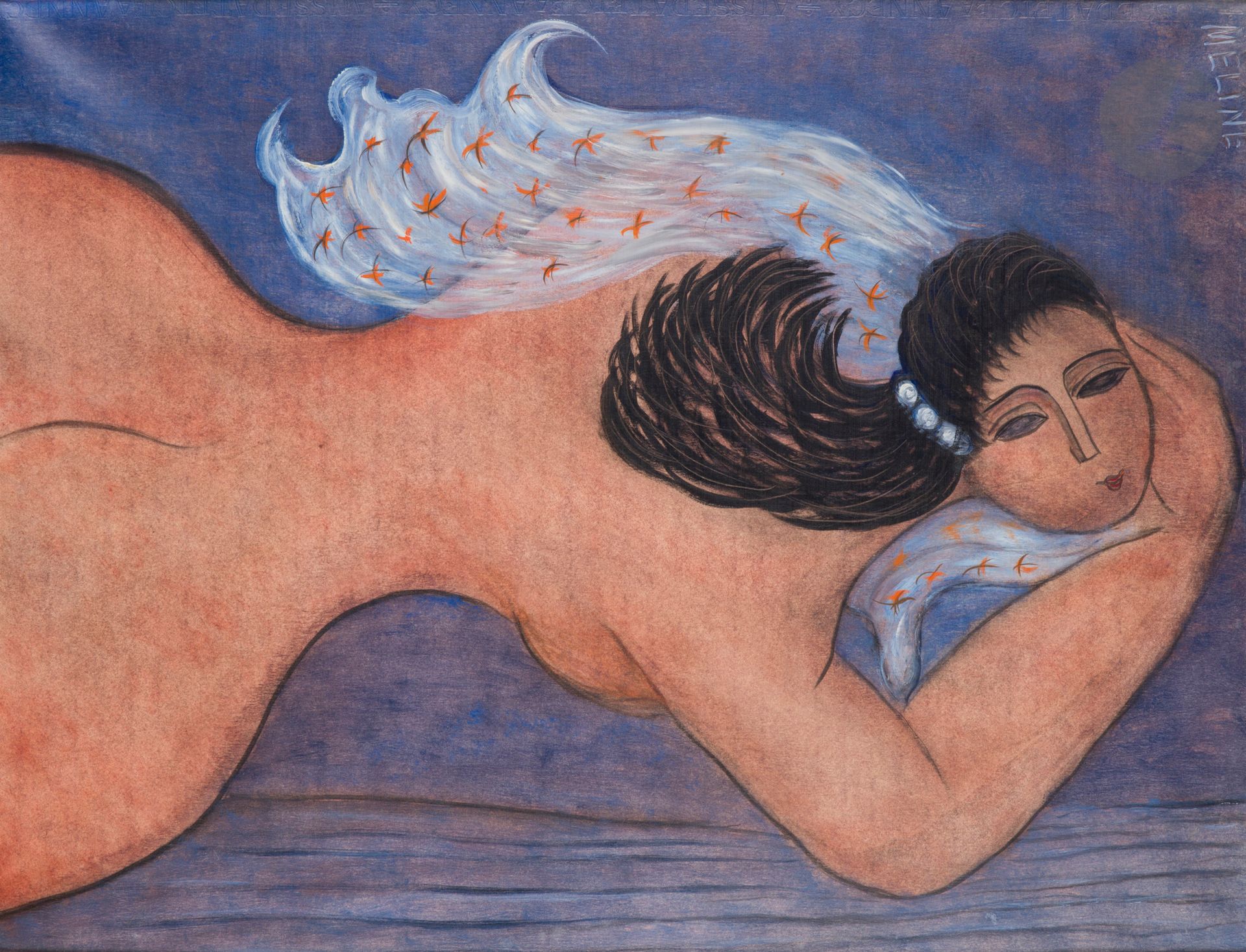 Méline KOTCHAR (1899-c.1969)
Naked woman with a scarf from behind
Oil pencil and oil on paper pasted on canvas.
Signed upper left.
65 x 50 cm

Provenance : 
Collection of Professor Robert Brousse.
