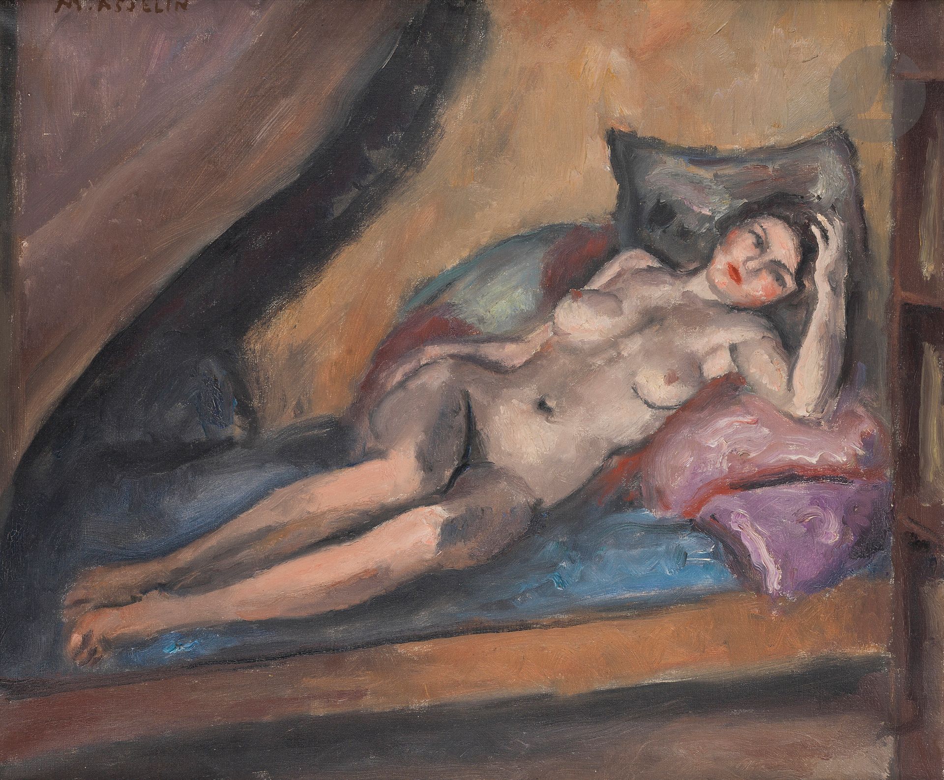 Maurice ASSELIN (1882-1947)
Nude on the couch
Oil on canvas.
Signed upper left.
60 x 73 cm