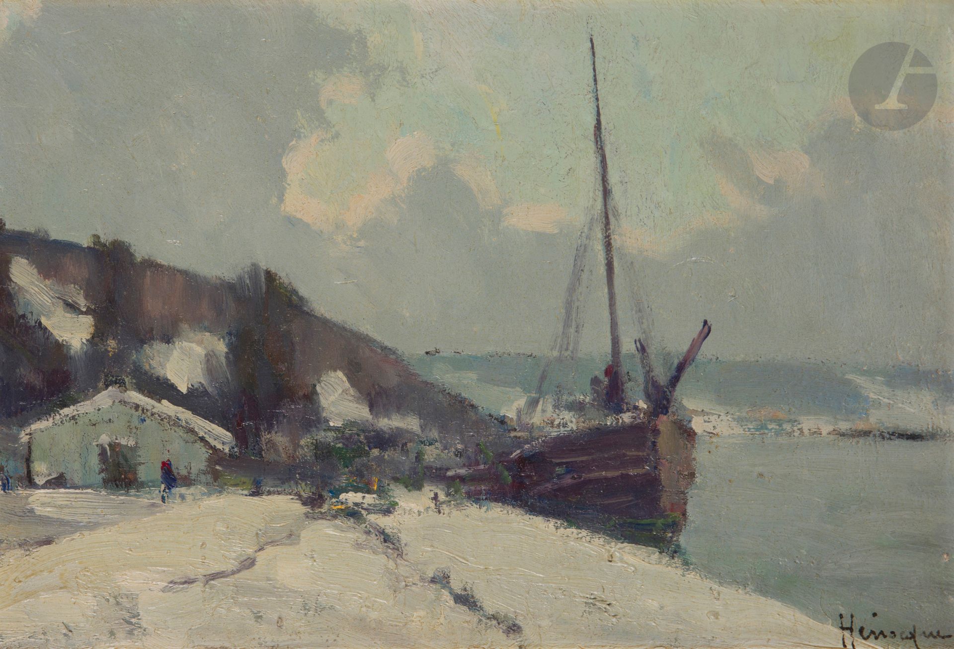 Narcisse HENOCQUE (1879-1952)
Bord de Seine enneigé
Huile sur isorel.
Signée en bas à droite.
27 x 41 cm