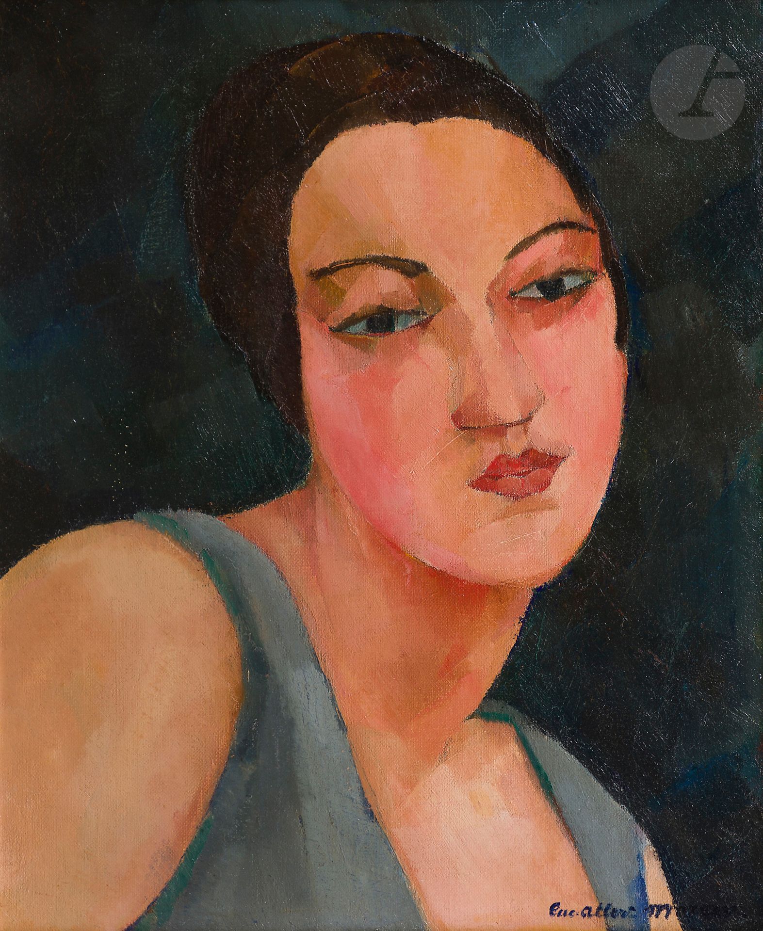 Luc-Albert MOREAU (1881-1948)
Portrait de femme, vers 1920
Huile sur toile.
Signée en bas à droite.
55 x 46 cm