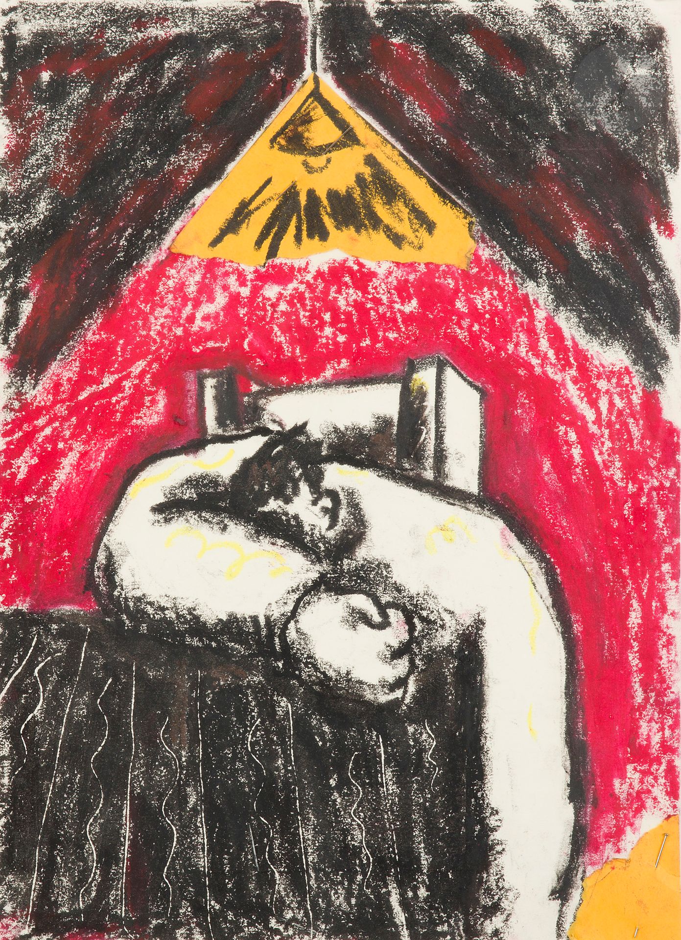 Jean-Charles BLAIS (born in 1956)
Man with a lamp, 1984
Grease pencil and collage.
39,5 x 30 cm

Provenance: 
Galerie Claude Bernard, Paris, no. 6567 (label on the back on the mount).