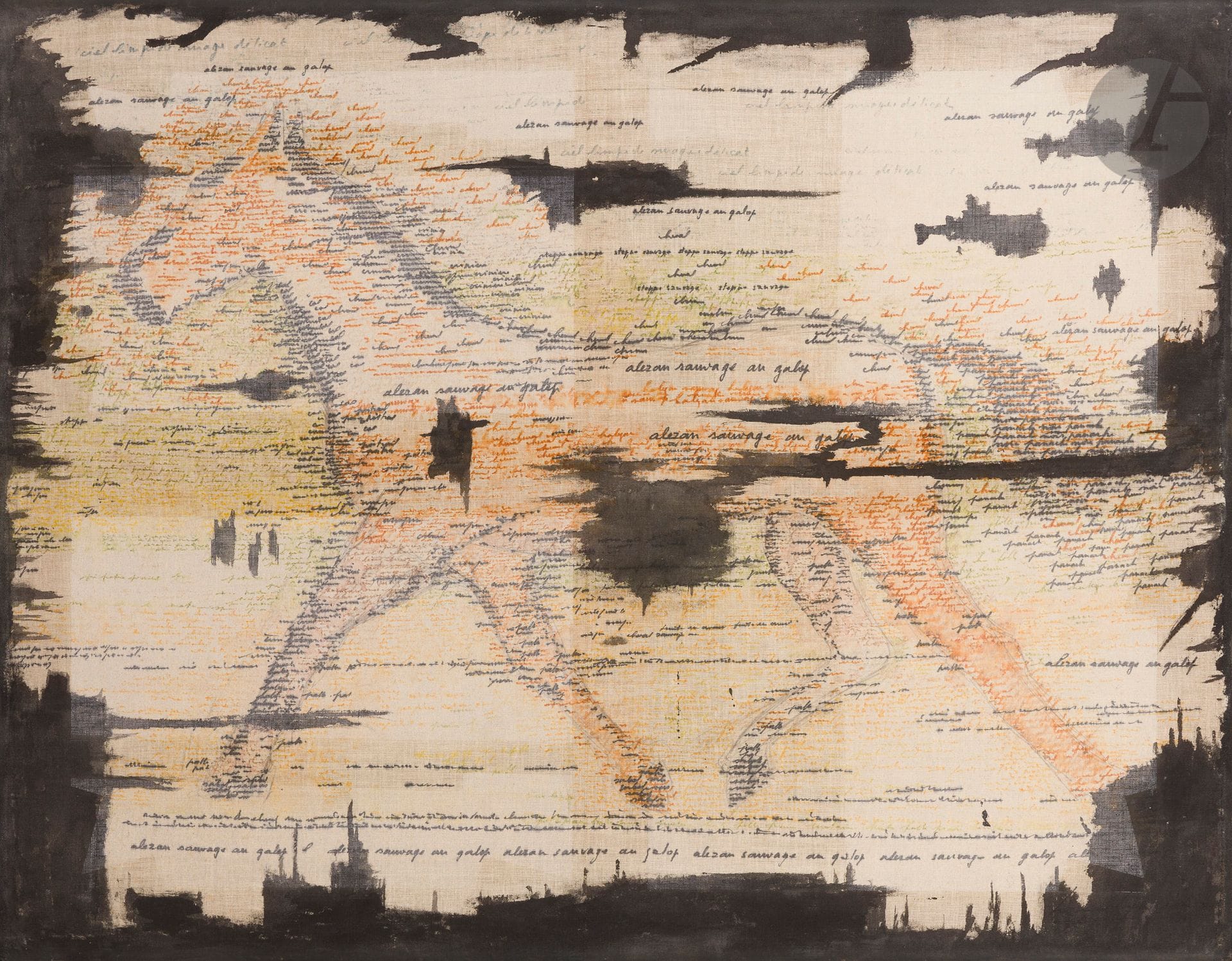 Bernard QUENTIN (1923-2020)
The wild chestnut at the gallop, 1980
Mixed media on canvas.
75,5 x 96,5 cm

Provenance: 
Galerie Thessa Herold, Paris.

Exhibition: 
Art Script, Galerie de Seine, Paris, 1980.
