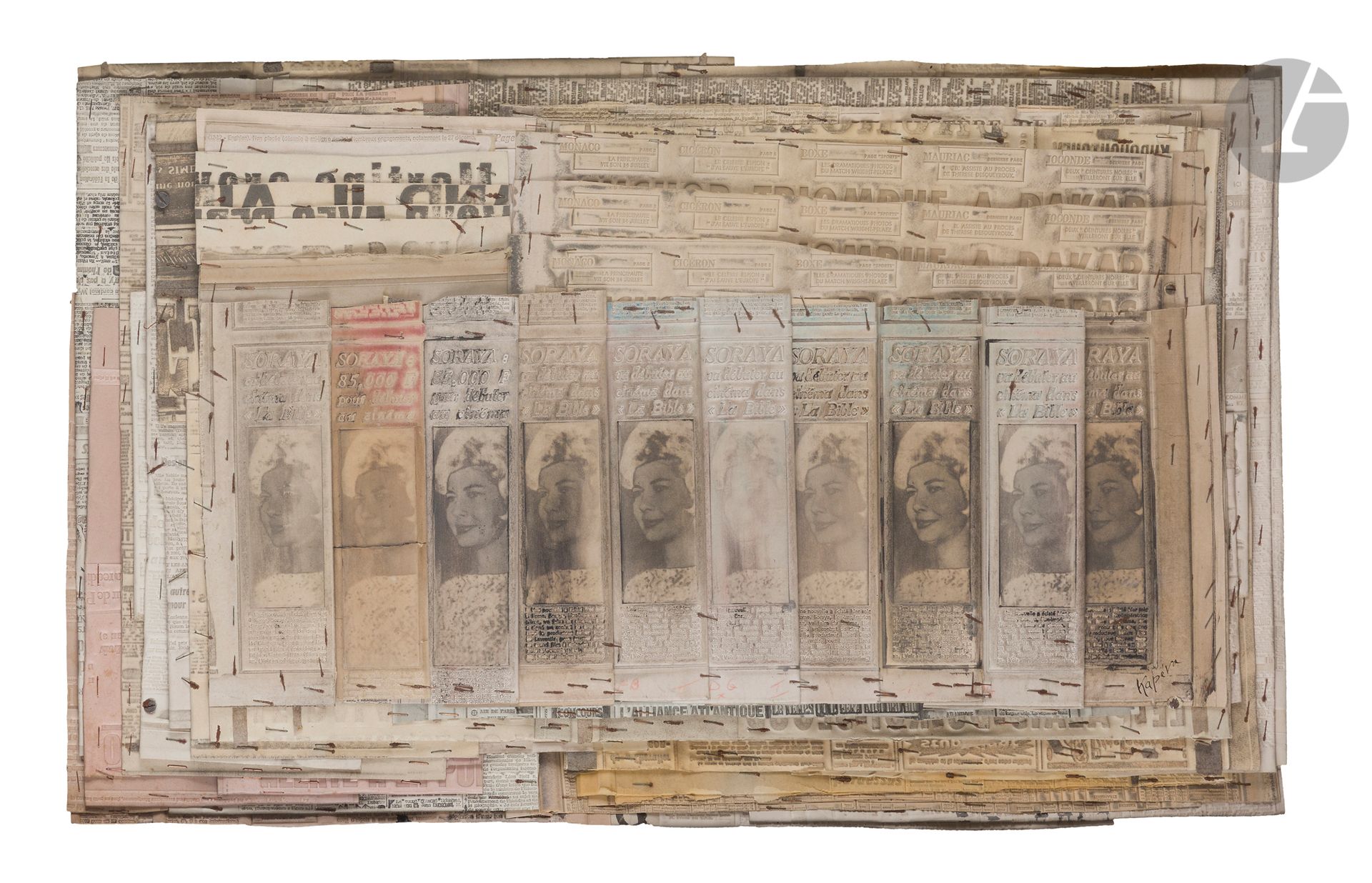 Jean KAPERA (1924-1986)
Soraya
Paper and stapled cardboard.
Signed lower right.
49 x 81 cm