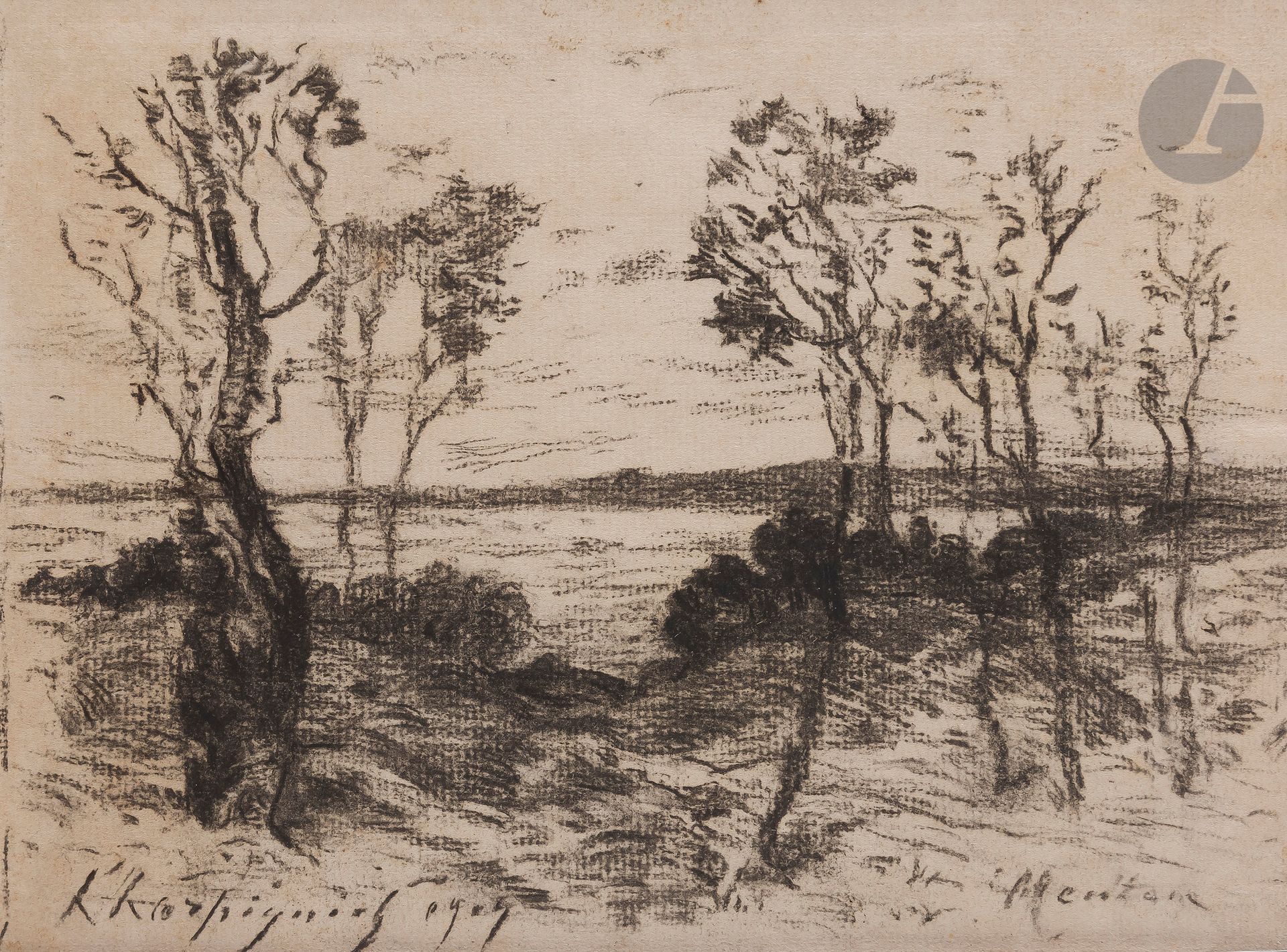 Henri Joseph HARPIGNIES (Valenciennes 1819 - Saint-Privé 1916)
Vue de la côte de Menton
Pierre noire.
Signée en bas à gauche.
Située en bas à droite.
16 x 21 cm

Provenance : 
Vente Rossini, 26 avril 2013.

Nous remercions Monsieur Jean-Pierre Cappoen pour les informations qu'il nous a transmises.