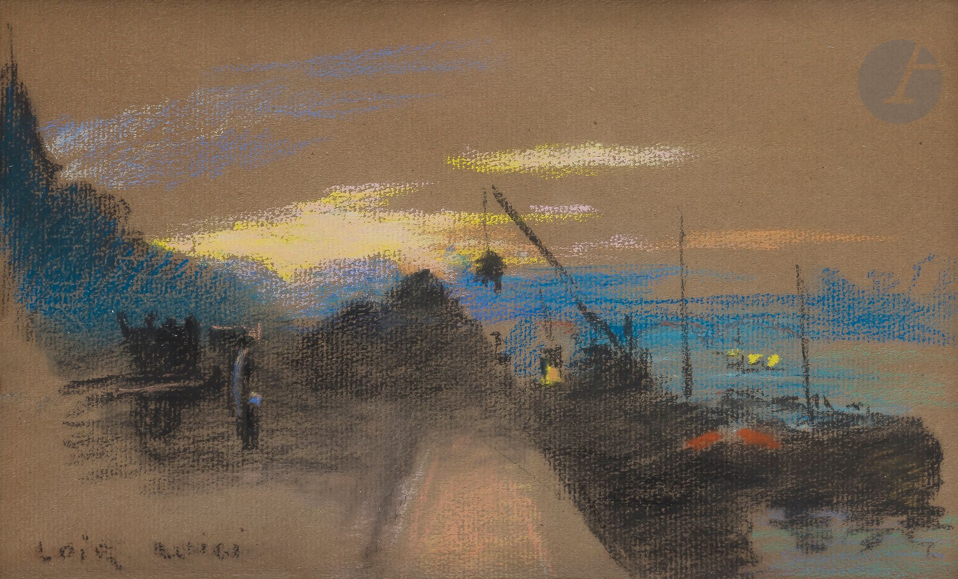 Luigi LOIR (1845-1916)
Scène animée sur les quais
Pastel.
Signé en bas à gauche.
14 x 23,5 cm