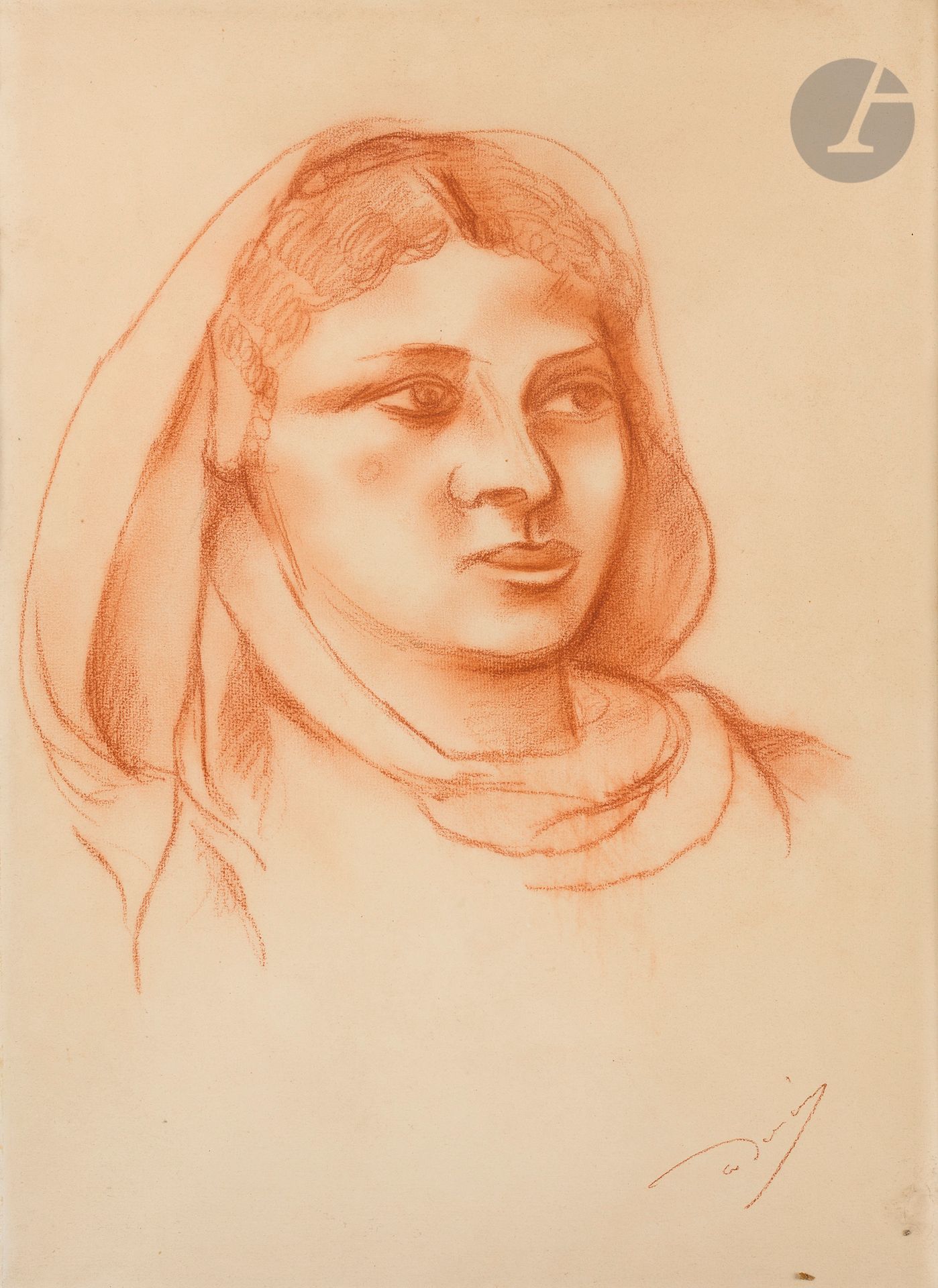André DERAIN (1880-1954)
Portrait of a woman with a veil
Sanguine.
Signed lower right.
51 x 37 cm

Provenance : 
Collection of the artist Robert Lotiron. By descent.