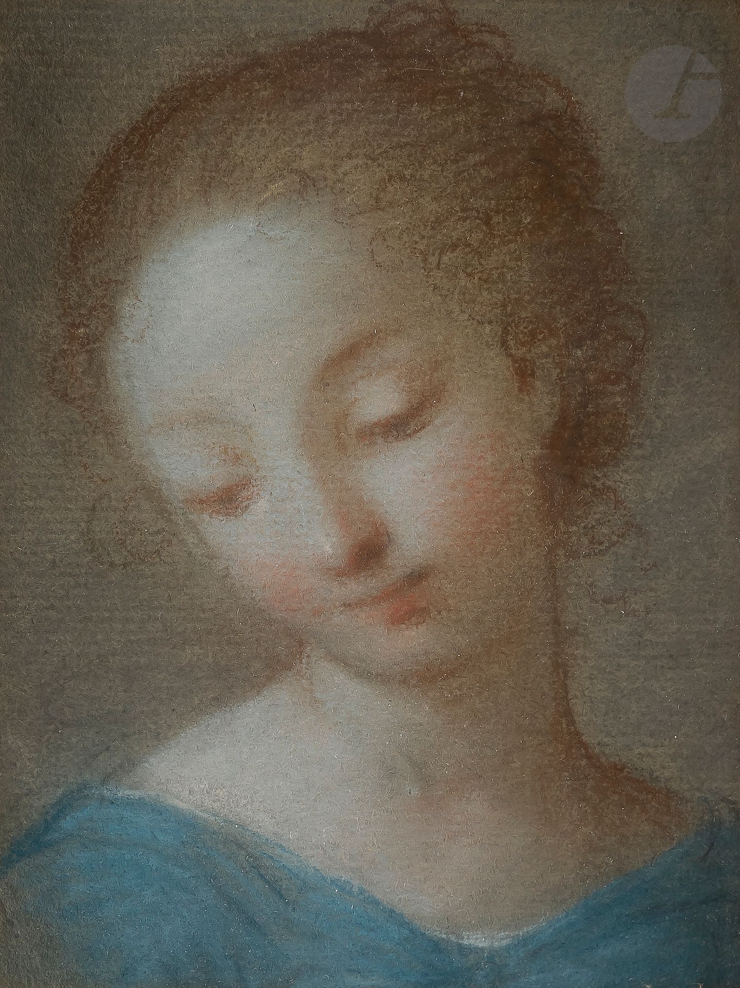 ÉCOLE FRANCAISE du XVIIIe siècle
Portrait de jeune femme en buste
Pastel et sanguine.
13,5 x 10,5 cm