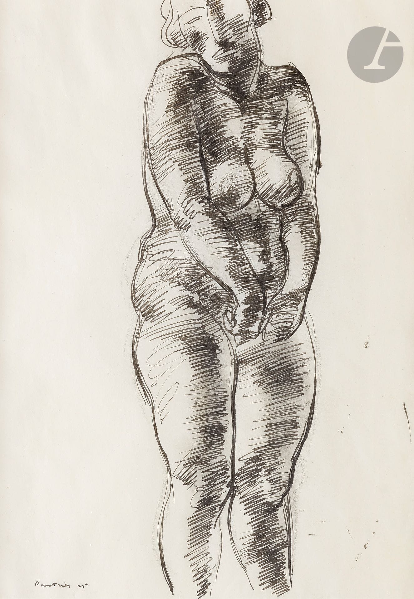 Jean FAUTRIER (1898-1964)
Nu debout, 1925
Encre sur traits de fusain.
Signée et datée en bas à gauche.
28 x 20 cm