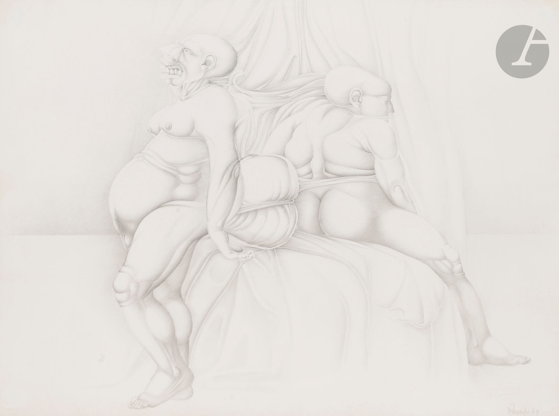 Félix de RECONDO (1932-2015)
Couple nu, 1979
Mine de plomb.
Signée et datée en bas à droite.
56 x 76 cm