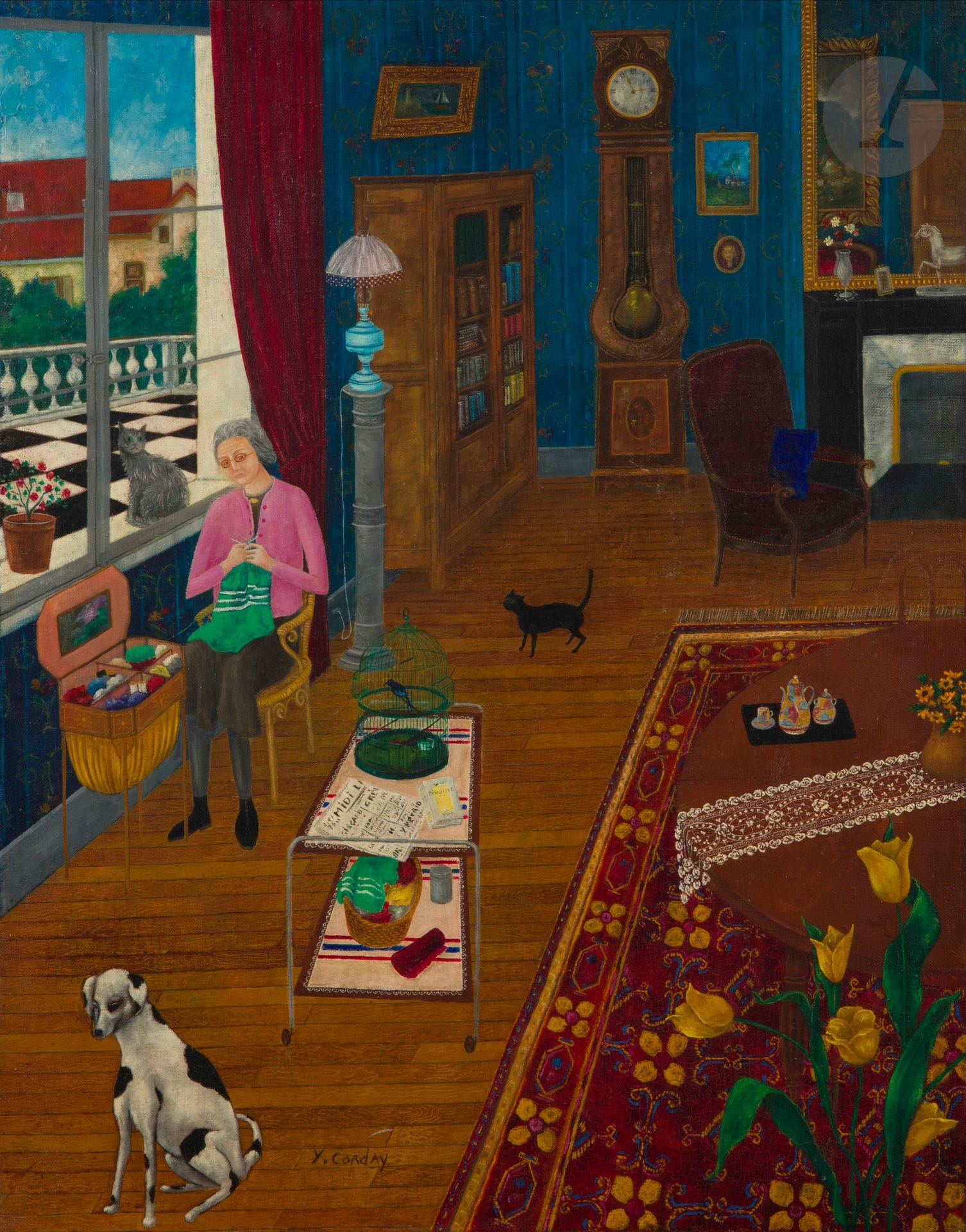 Yan CORDAY (born in 1923)
The Afternoon
Oil on canvas.
Signed at the foot.
Signed and titled on the back.
65 x 50 cm

Provenance : 
Société des Artistes Français, Salon 1981 (stamp on the back on the frame).