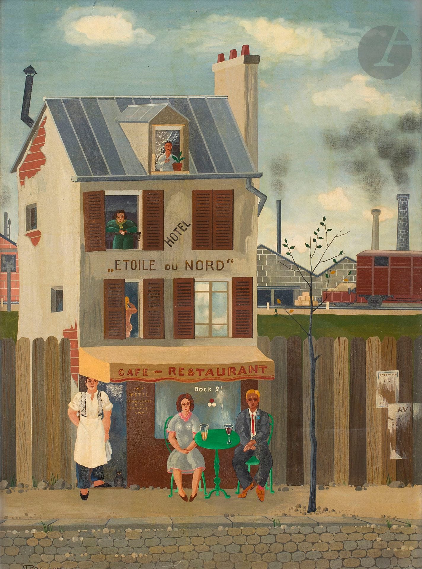 Rotislaw RACOFF (1904-1982)
Hôtel L’Étoile du Nord, 1946
Huile sur panneau.
Signée et datée en bas à gauche.
33 x 24 cm