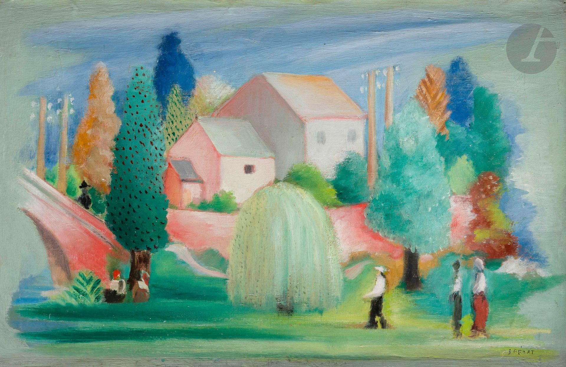 Serge FÉRAT (1882-1958)
Village animé, vers 1930-1935
Huile sur toile.
Signée en bas à droite.
27 x 41 cm

Provenance :
- Collection Haba et Alban Roussot.
- Vente hommage à Serge Férat : collection Haba et Alban Roussot, Artcurial, Paris, 22 octobre 2007, n° 700.
- Collection Xénia Mikhaïlovna Muratova (1940-2019).