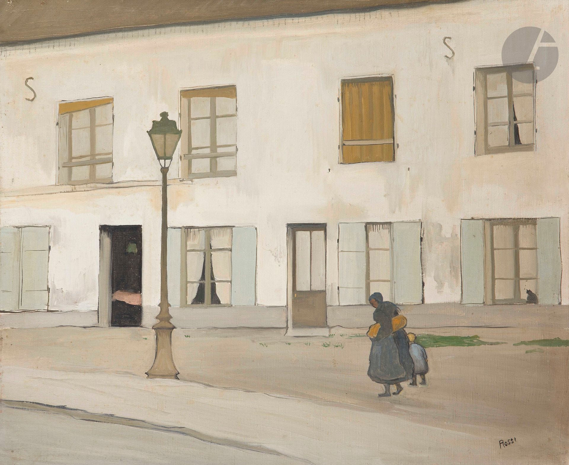 Joseph ROSSI (1892-1930)
Femme, enfant et réverbère
Huile sur toile.
Signée en bas à droite.
60 x 73 cm
