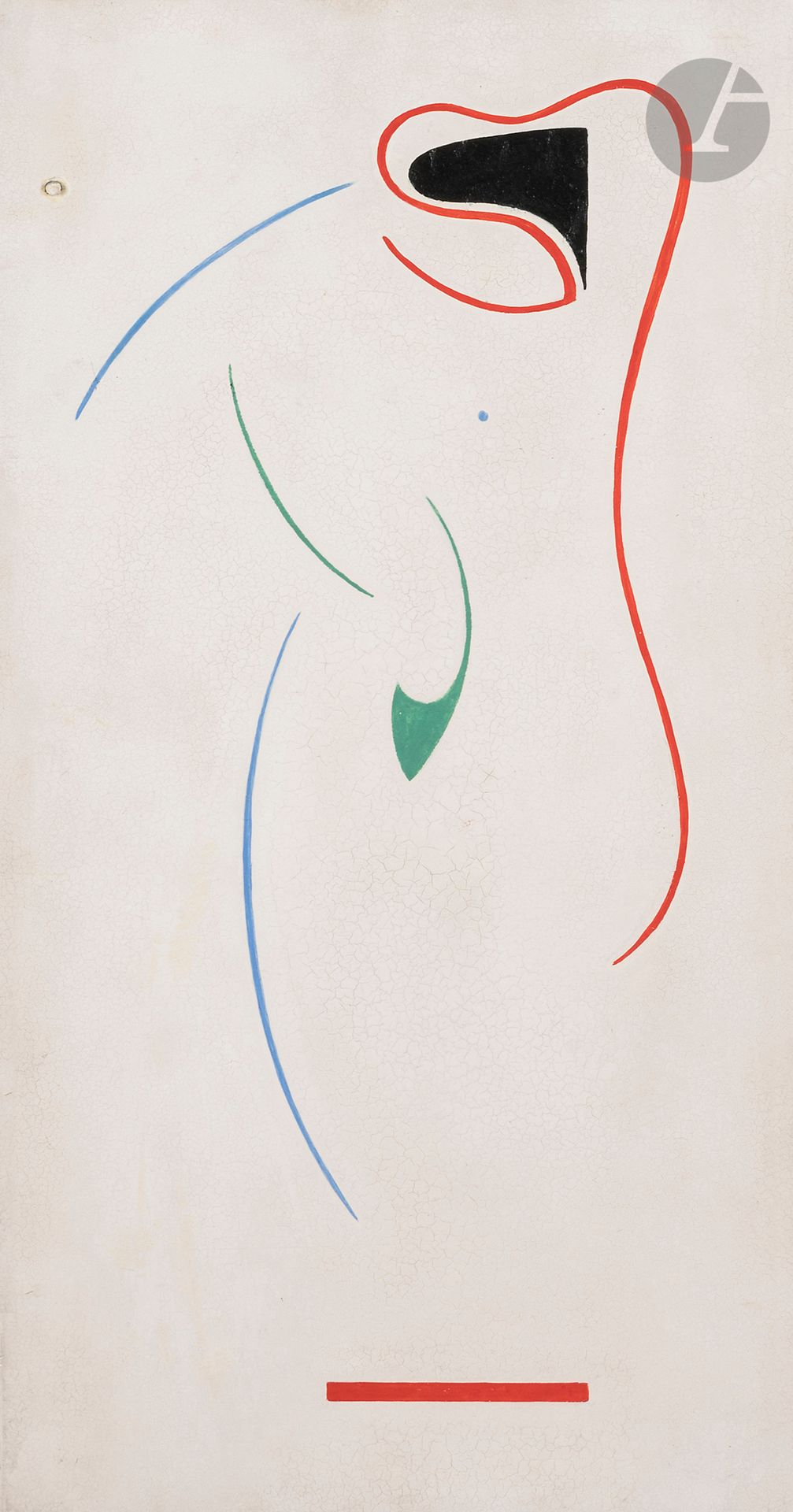Nicolaas WARB [Dutch] (1906-1957)
Spectre, 1941
Oil on panel.
Signed, dated, titled, numbered and located on the back.
(Networks of craquelure and minor restaurations).
31.5 x 17 cm