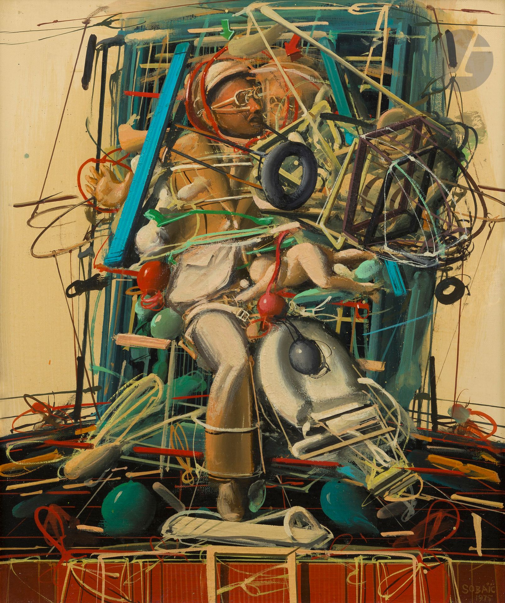 Milos SOBAÏC [Serbian] (1945-2021)
The Man, 1975
Oil on canvas.
Signed and dated lower right.
Signed, dated, titled and dedicated on the back.
46 x 38 cm

Provenance : 
Collection André et Claudine Parinaud, Paris.