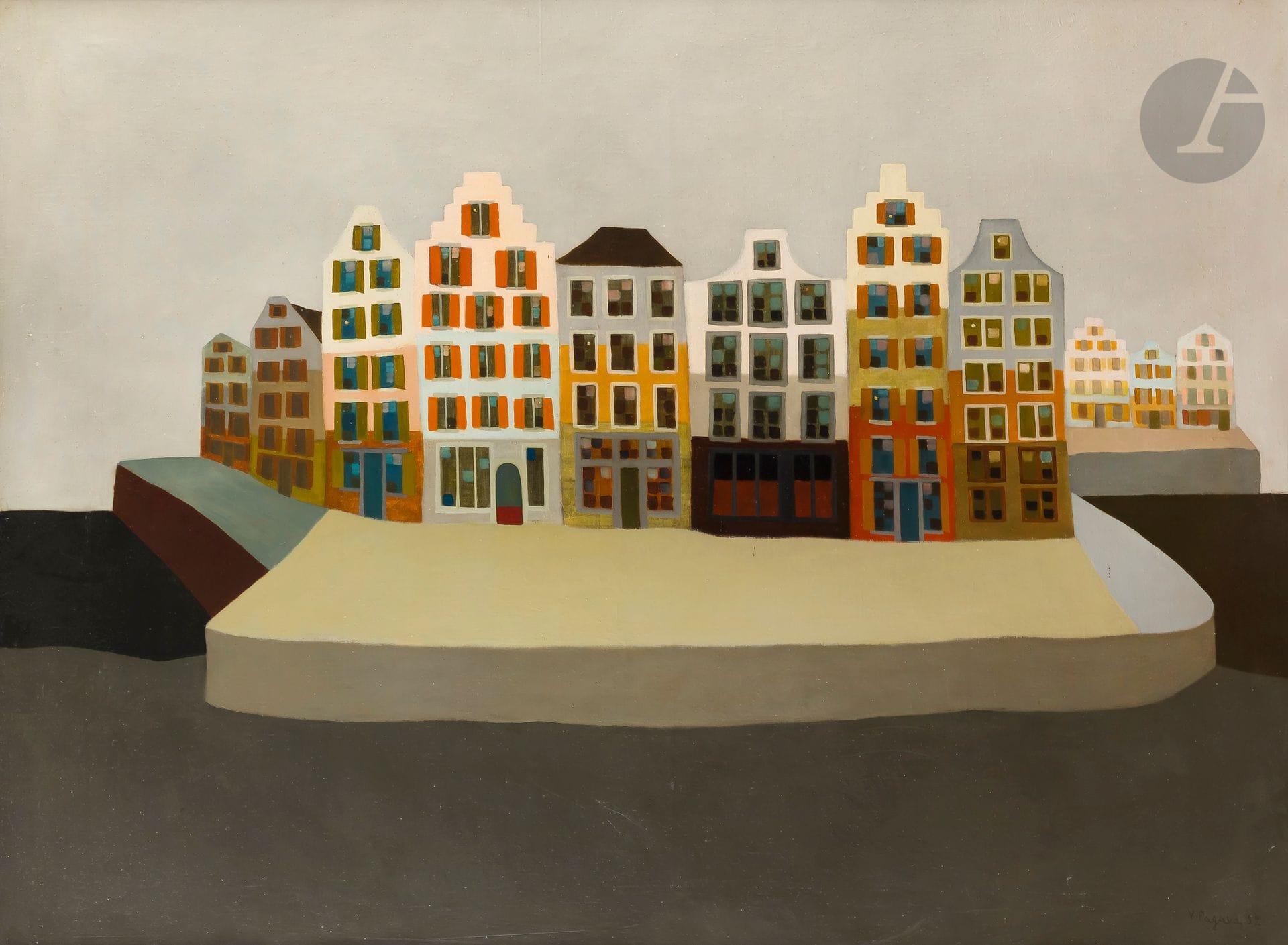 Véra PAGAVA [géorgienne] (1907-1988)
Ville, 195
Huile sur toile.
Signée et datée en bas à droite.
97 x 130 cm

Provenance : 
- Vente Maître Cornette de Saint-Cyr, Hôtel Drouot, Paris, 18 octobre 2010, n°62.
- Collection de Monsieur G., région parisienne.

Un certificat de l'AC/VP (Association culturelle Vera Pagava) pourra être délivré à la charge et à la demande l'acquéreur.