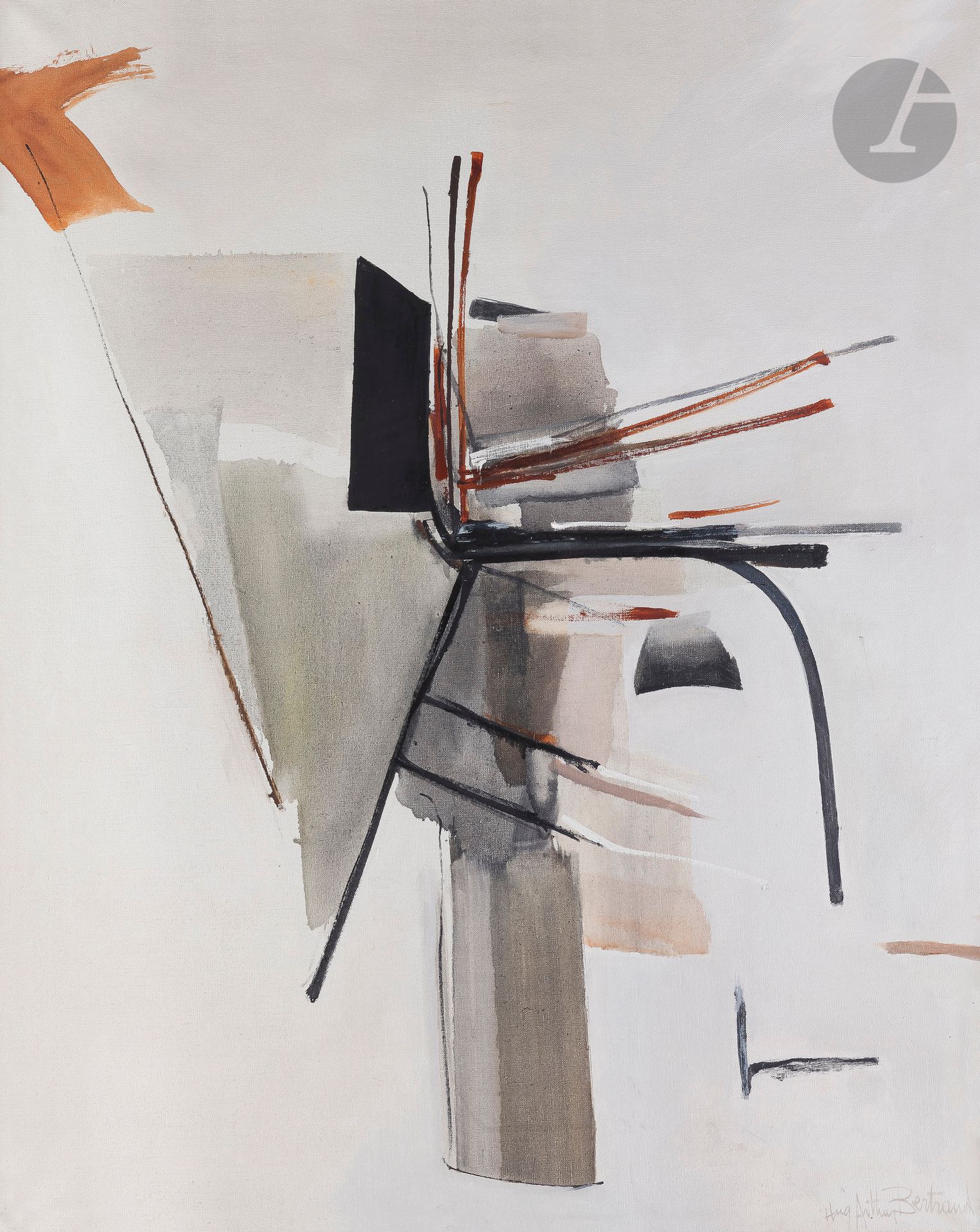 Huguette ARTHUR BERTRAND (1922-2005)
Cartive, 1960-61
Huile sur toile.
Signée en bas à droite.
Titrée et datée au dos.
100 x 81 cm

Provenance : 
Collection de Monsieur R., Paris 6e.
