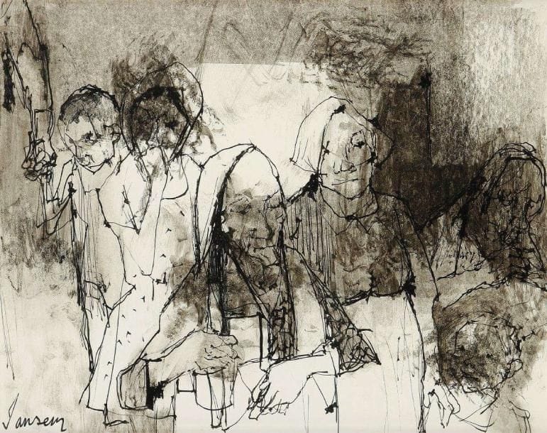 Jean JANSEM (né en 1920)
Personnages Lavis d'encre. Signé en bas à droite. 19 x 24 cm