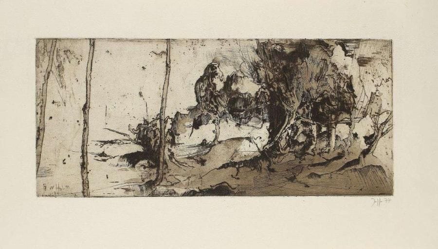 Horst JANSSEN (1929-1995)
Fvor Holm 7174, 1974 Eau forte. Signée et datée en bas à droite. 44 x 20 cm