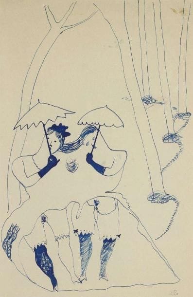 Lucien COUTAUD (1904-1977)
Jeunes femmes aux ombrelles Dessin à l'encre. Porte le cachet de la vente de l'atelier en bas à droite. 29 x 19 cm