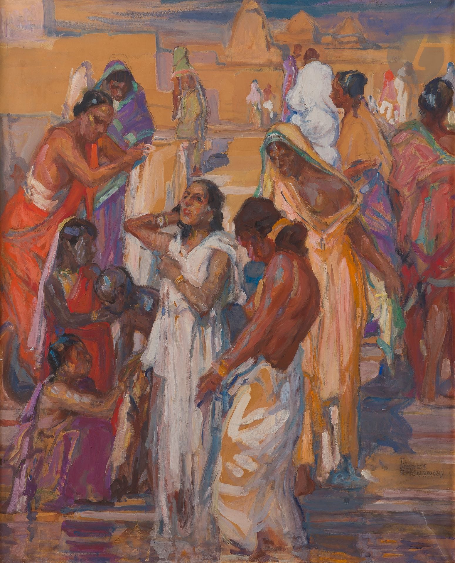 Charles FOUQUERAY (1869-1956) 
Oriental women in the bath 
Gouache on paper pasted on canvas.
Signed lower right. 
72 x 60 cm
(Traces of rubbing).