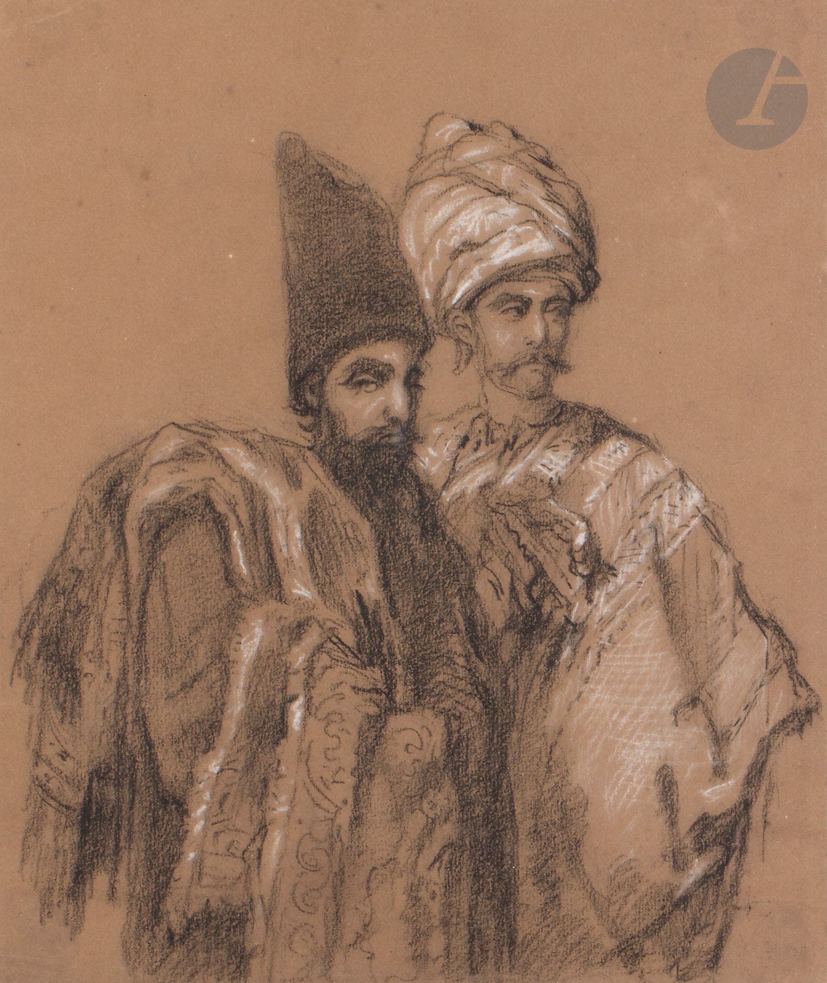Marie de MELFORT (1825-1907)
Studies of characters
Lead pencil (6), charcoal (1).
Stamp of sale of workshop M. de Melfort 1826-1907 (7).
Dimensions : from 17 x 12 cm to 24,5 x 20,5 cm
(Folds).