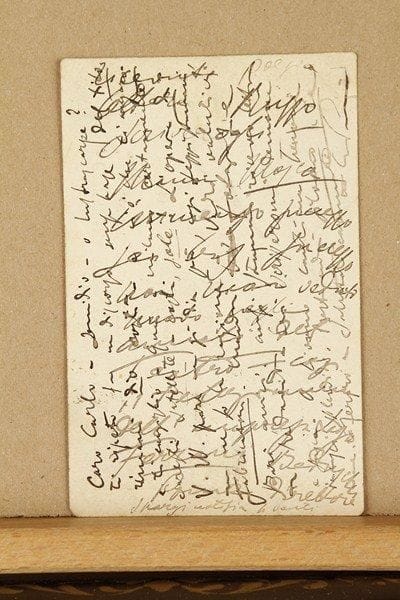 Giacomo PUCCINI
L.A.S., [Milan 18 mars 1895], à Carlo Clausetti, chez Ricordi, à Naples ; 1 page obl. in-12 (écriture croisée dans les deux sens), adresse au verso (cartolina postale) ; en italien.Au sujet d'une possible mutation de Clausetti de Naples à Milan. « Semidio - o lustrascarpe ? » : sera-t-il un demi-dieu, ou un cireur de chaussures ? Il ne s'agissait que de mots infondés de Tito [Ricordi]. Clausetti serait un satellite à Milan, tandis qu'à Naples il est le soleil... L'opéra de V.W. [Fortunio de Van Westerhout] serait arrêté, il ne sait pourquoi... Il évoque divers autres sujets : la réception d'un poème, « Mimi Mosca », un grand succès la veille avec des encores, Russo [Ferdinando, journaliste et poète napolitain], et Verdi...* 