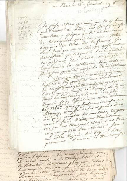 LETTRES DE SOLDAT. 38 L.A. ou L.A.S. la plupart de Blanchard, Paris et La Haye 1798-1800; environ 90 pages la plupart in-4, qqs adresses. Belle correspondance du « Commissaire Ordonnateur en Chef de l'Armée du Nord » Blanchard à son parent Blanchard, Inspecteur de l'habillement des troupes, avec quelques lettres au Cen Benoist, Major de l'Armée... Nous citerons l'extrait d'une lettre de La Haye 21 nivose VII (10 janvier 1799). Il s'inquiète des changements pouvant survenir « tant parmi les Commissaires des Guerres que parmi les généraux. Brune croit lui-même ne pas rester longtemps dans ce païs cy, et alors cela me feroit désirer d'en sortir surtout dans l'incertitude de son successeur, d'autant que je craindrois que cela ne fut Tilly, qui est attaché à notre armée en tant qu'inspecteur, et qui ne convient pas, et qui ne me convient pas davantage. Malgré tout cela, je ne ferai aucune démarche pour aller ailleurs, ce n'est pas dans mes principes, mais si on me proposoit un changement, je l'accepterois, surtout pour le Général Bernadotte dont j'estime les talens et le caractère, mais cela doit venir du gouvernement, de mes amis, et je ne puis personnellement faire aucune démarche ».