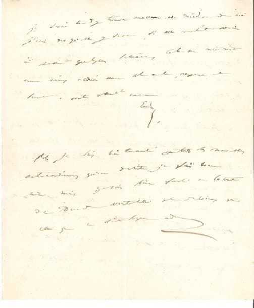 Louis BONAPARTE
L.A.S., [juin? 1809], à son oncle le cardinal Fesch; 2 pages in-4. Il a été fâché, car dès que sa mère a eu des raisons pour ne pas venir, il était inutile de dire qu'elle était malade. « Je vais vous dire ainsi qu'à elle ce que je pense et la situation ou je me trouve, elle décidera. Ma santé générale est meilleure. Mais je n'ai presque plus de force à la seule main qui me reste. Dans cette situation l'hiver prochain il est très probable que je n'aurai plus l'usage d'aucune de mes mains, je voudrais donc pour dernier essai des eaux aller à Aix la Chapelle pendant 2 ou trois semaines, mais dans ces circonstances, je ne puis y aller qu'incognito et [...] qu'autant que je serai sûr d'y trouver maman »... Il est « tourmenté par toutes les nouvelles extraordinaires qu'on débite », et « bien faché de la mort du Duc de Montebello [Lannes] ».