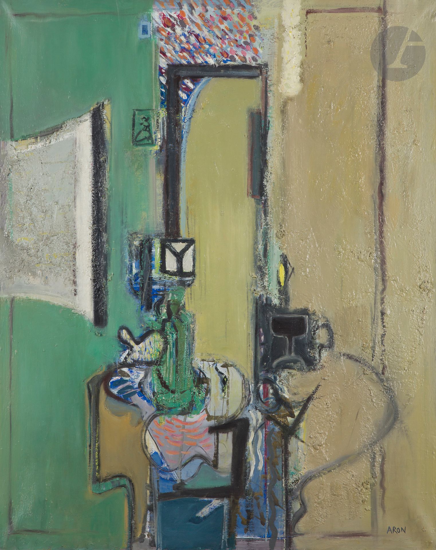 Rémy ARON (né en 1952)
Nature morte au guéridon
Huile sur toile.
Signée en bas à droite.
92 x 73 cm

Nous remercions l’artiste d’avoir confirmé l’authenticité de cette œuvre.