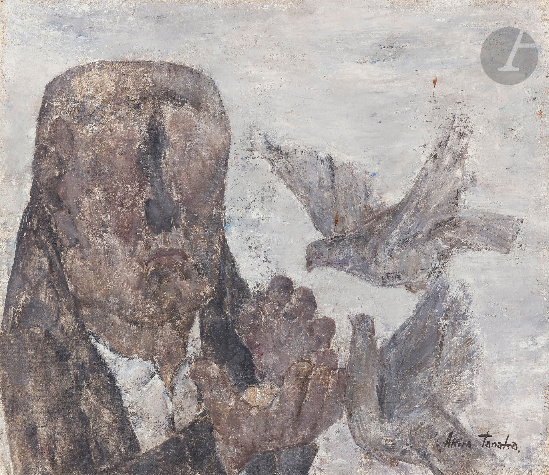 Akira TANAKA (1918-1982)
Woman with a dove
Oil on canvas.
Signed lower right.
50 x 61 cm