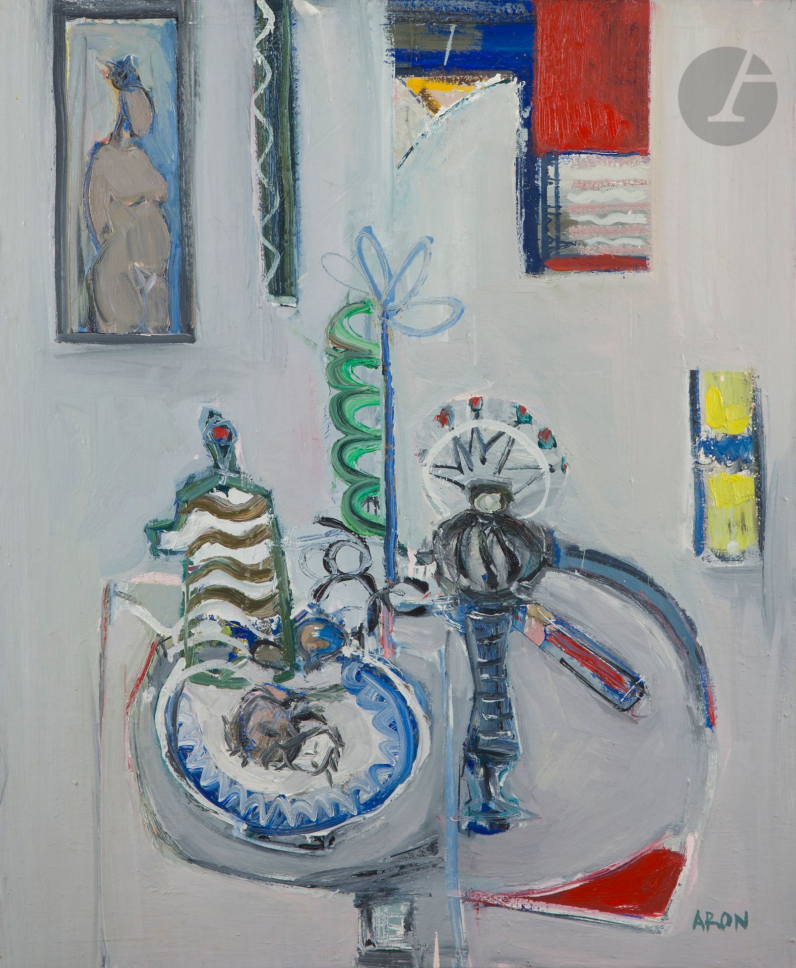 Rémy ARON (né en 1952)
Guéridon et lampe
Huile sur toile.
Signée en bas à droite.
73 x 60 cm

Nous remercions l’artiste d’avoir confirmé l’authenticité de cette œuvre.