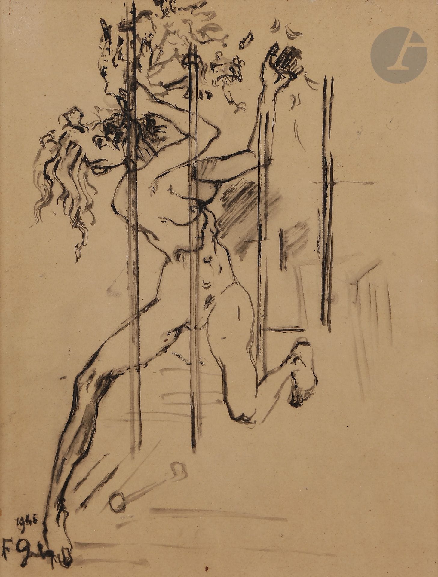Francis GRUBER (1912-1948)
Woman in the struggle, 1945
Ink on tracing paper.
Signed and dated lower left.
31 x 23,5 cm