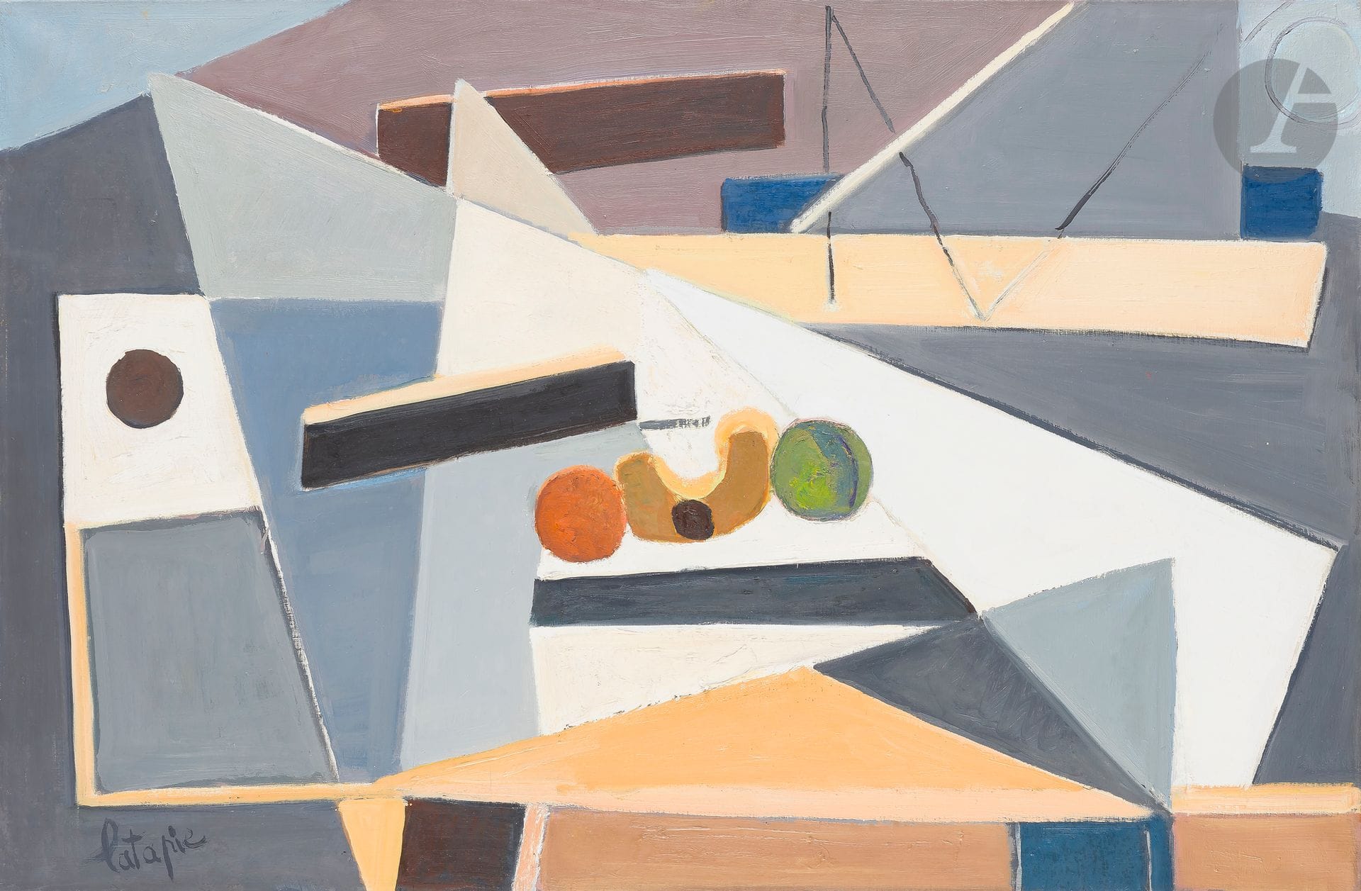 Louis LATAPIE (1891-1972)
Nature morte, 1958
Huile sur toile.
Signée en bas à gauche.
Signée et datée au dos.
60 x 92 cm