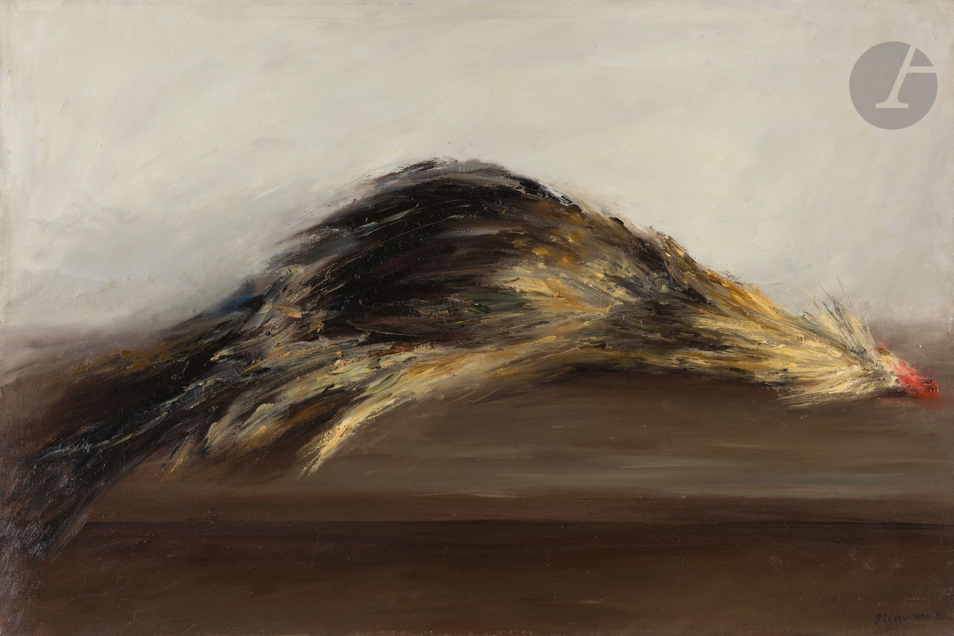 Jack OTTAVIANO (1924-1988)
Nature morte au coq, 1961
Huile sur toile.
Signée et datée en bas à droite.
54 x 81 cm

Provenance : 
Galerie Framond, Paris (étiquette au dos sur le châssis).