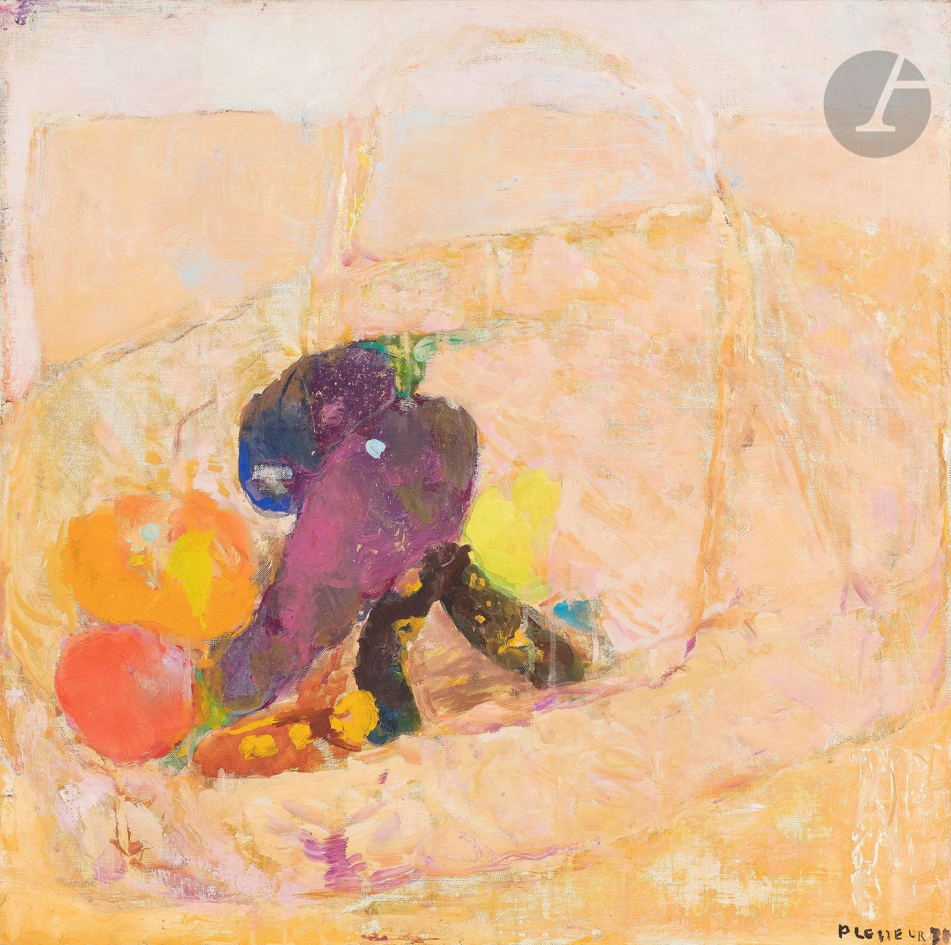 Pierre LESIEUR (1922-2011)
Le Panier de légumes, 1970
Huile sur toile.
Signée et datée en bas à droite.
(Petit enfoncement)
50 x 50 cm

Exposition : 
Galerie Coard, Paris, n°17 (étiquette au dos sur le châssis).

Nous remercions Madame Sarah Lesieur, fille de l’artiste, d’avoir confirmé l’authenticité de cette œuvre.